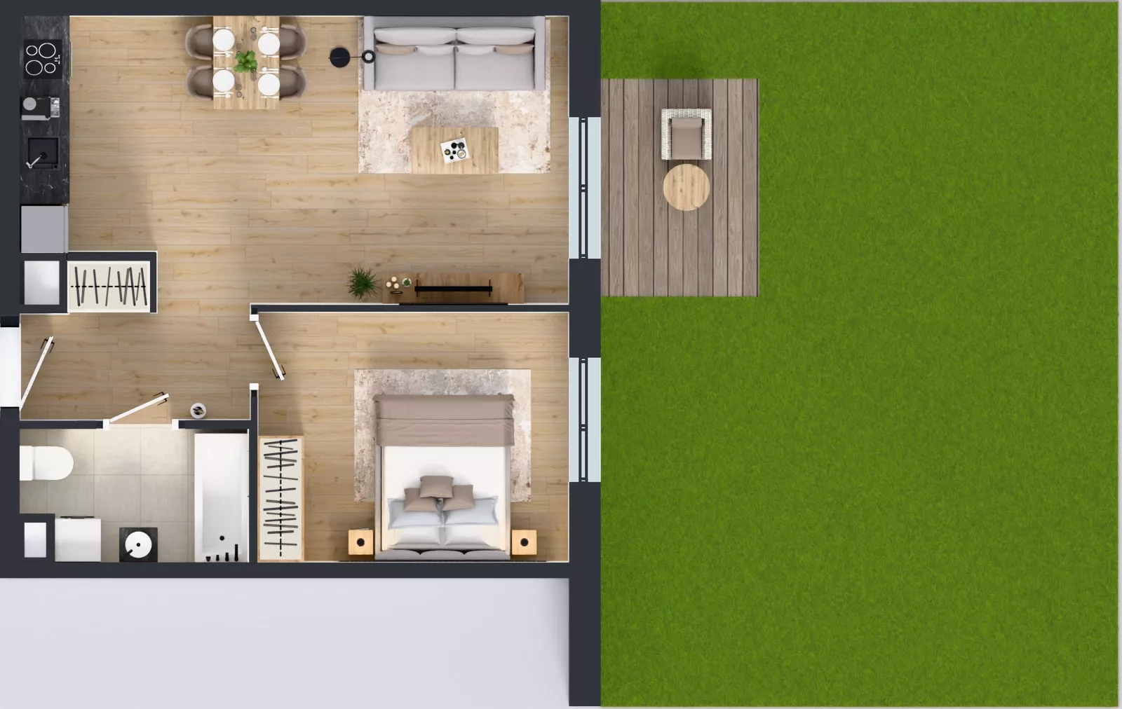 2 pokoje, mieszkanie 46,83 m², parter, oferta nr B9-K1-0-3, Żerniki Na Novo III, Wrocław, Żerniki, ul. Maxa Berga