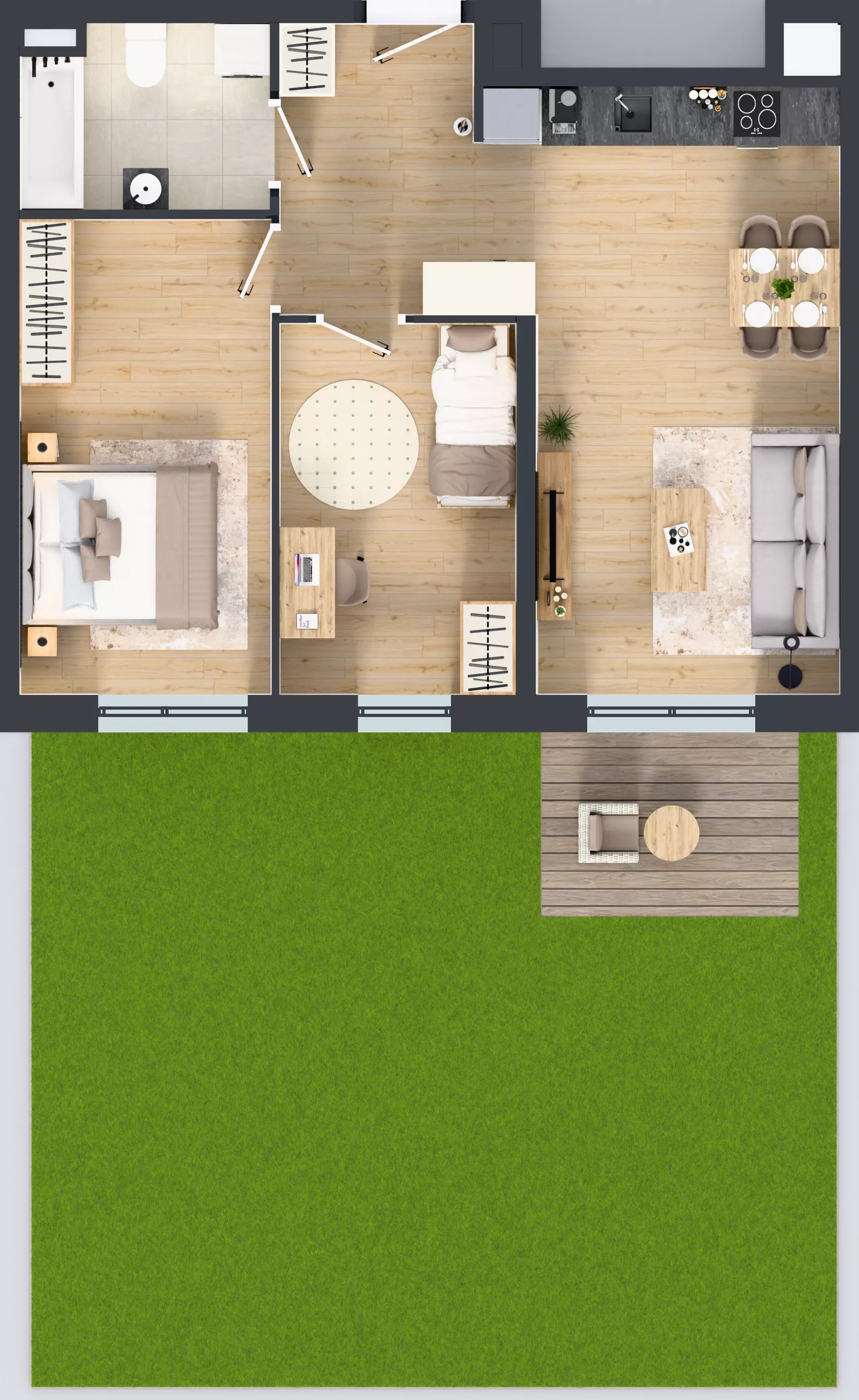 3 pokoje, mieszkanie 60,83 m², parter, oferta nr B9-K3-0-2, Żerniki Na Novo III, Wrocław, Żerniki, ul. Maxa Berga