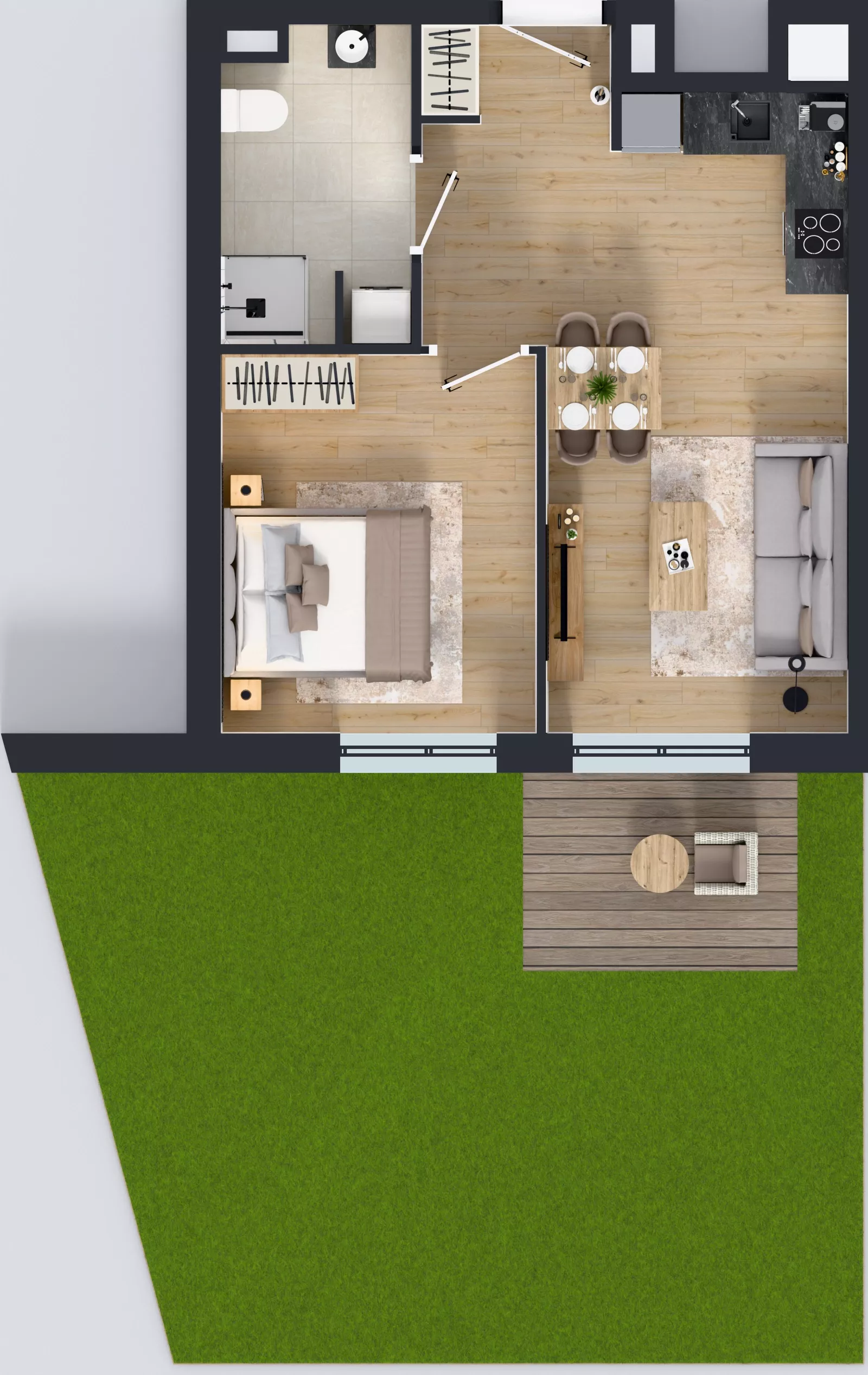 2 pokoje, mieszkanie 42,96 m², parter, oferta nr B9-K4-0-1, Żerniki Na Novo III, Wrocław, Żerniki, ul. Maxa Berga