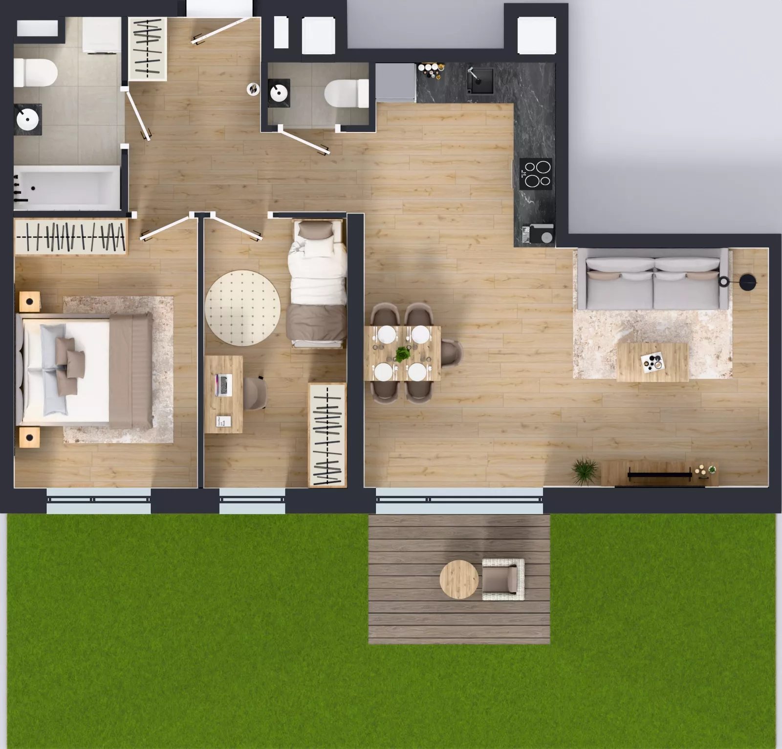 3 pokoje, mieszkanie 66,01 m², parter, oferta nr B9-K5-0-2, Żerniki Na Novo III, Wrocław, Żerniki, ul. Maxa Berga