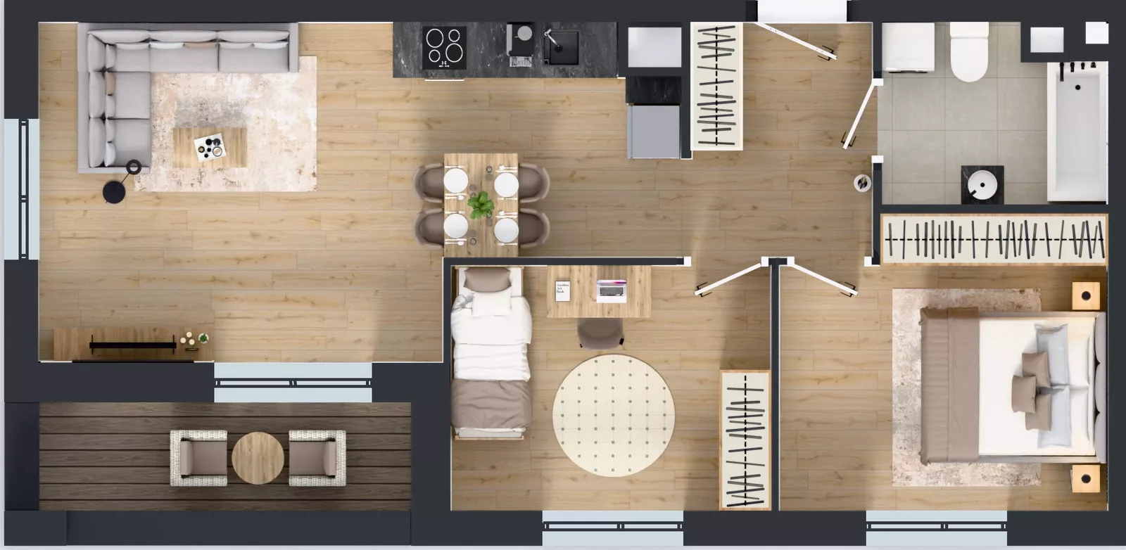 3 pokoje, mieszkanie 57,54 m², piętro 1, oferta nr B9-K1-1-1, Żerniki Na Novo III, Wrocław, Żerniki, ul. Maxa Berga