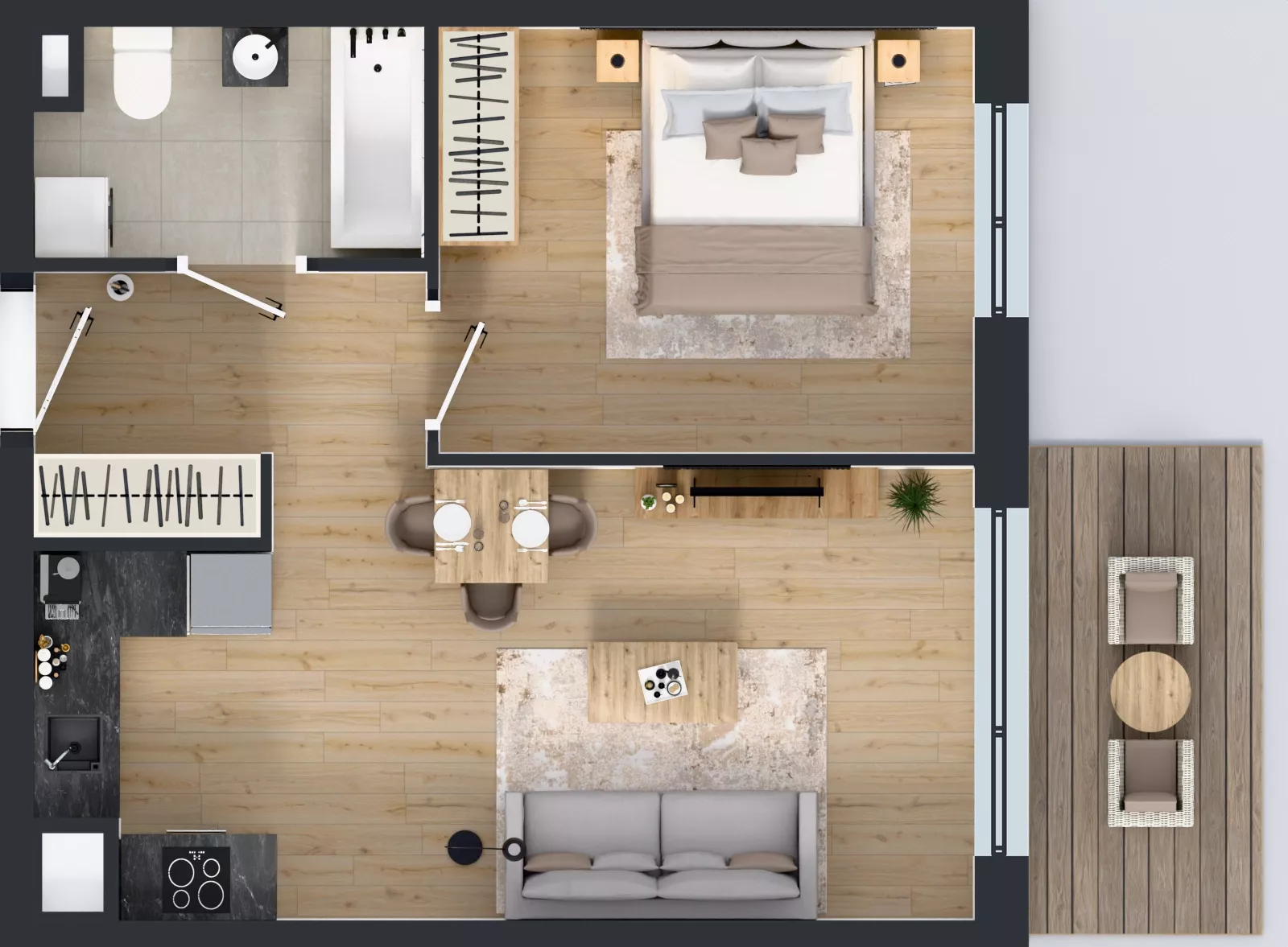 2 pokoje, mieszkanie 44,35 m², piętro 1, oferta nr B9-K1-1-4, Żerniki Na Novo III, Wrocław, Żerniki, ul. Maxa Berga