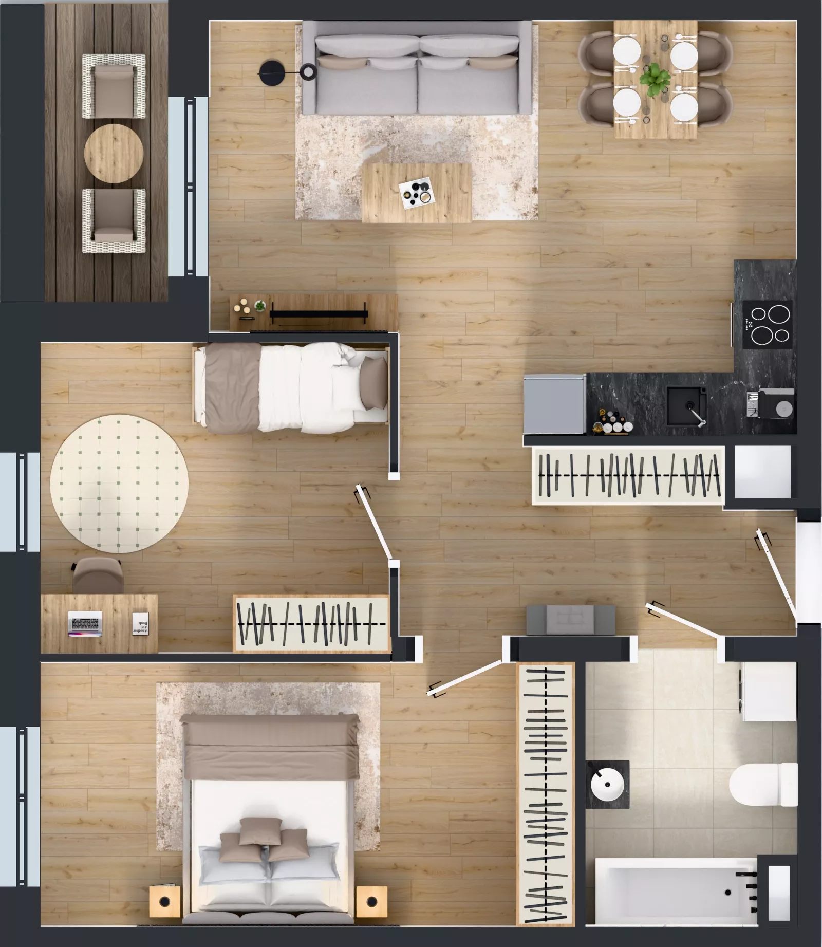 3 pokoje, mieszkanie 60,97 m², piętro 1, oferta nr B9-K1-1-6, Żerniki Na Novo III, Wrocław, Żerniki, ul. Maxa Berga