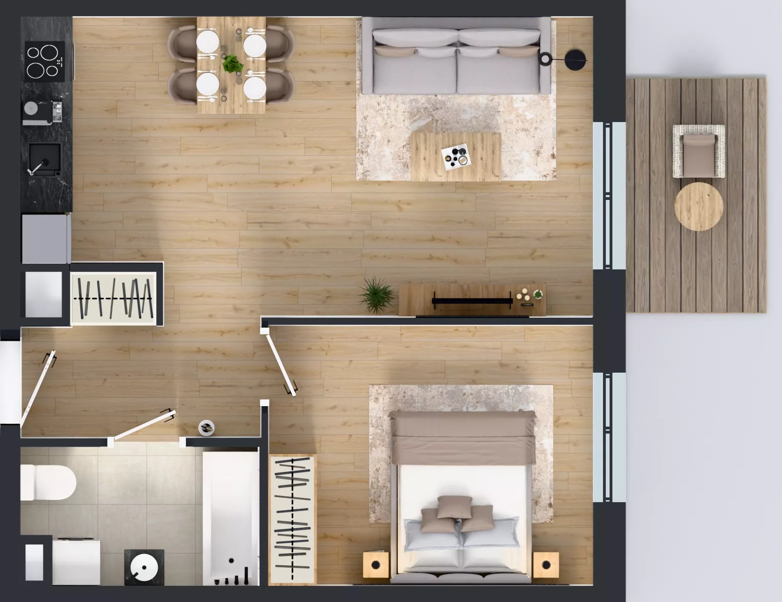 2 pokoje, mieszkanie 46,86 m², piętro 1, oferta nr B9-K1-1-7, Żerniki Na Novo III, Wrocław, Żerniki, ul. Maxa Berga