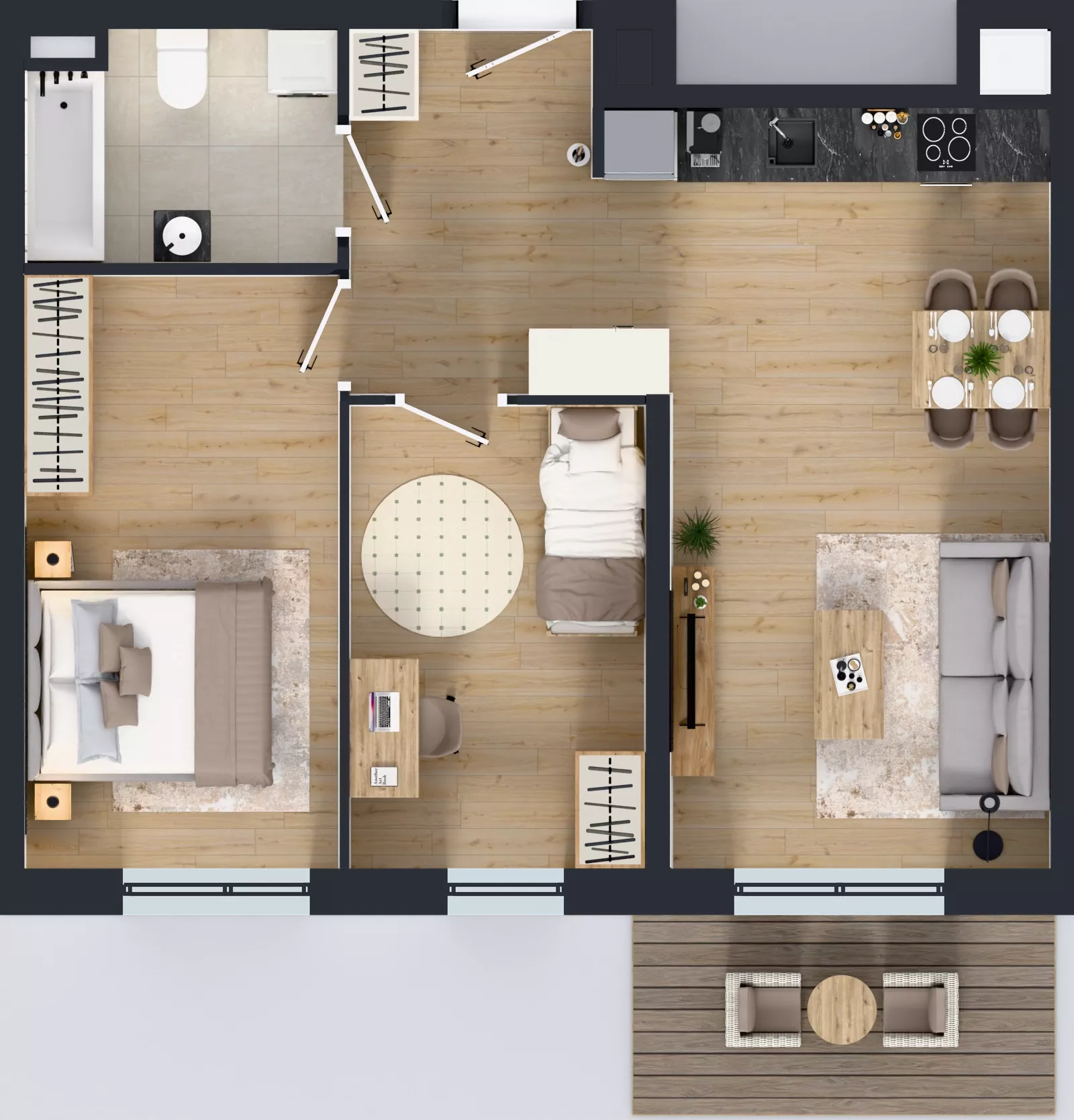 3 pokoje, mieszkanie 58,64 m², piętro 1, oferta nr B9-K3-1-2, Żerniki Na Novo III, Wrocław, Żerniki, ul. Maxa Berga