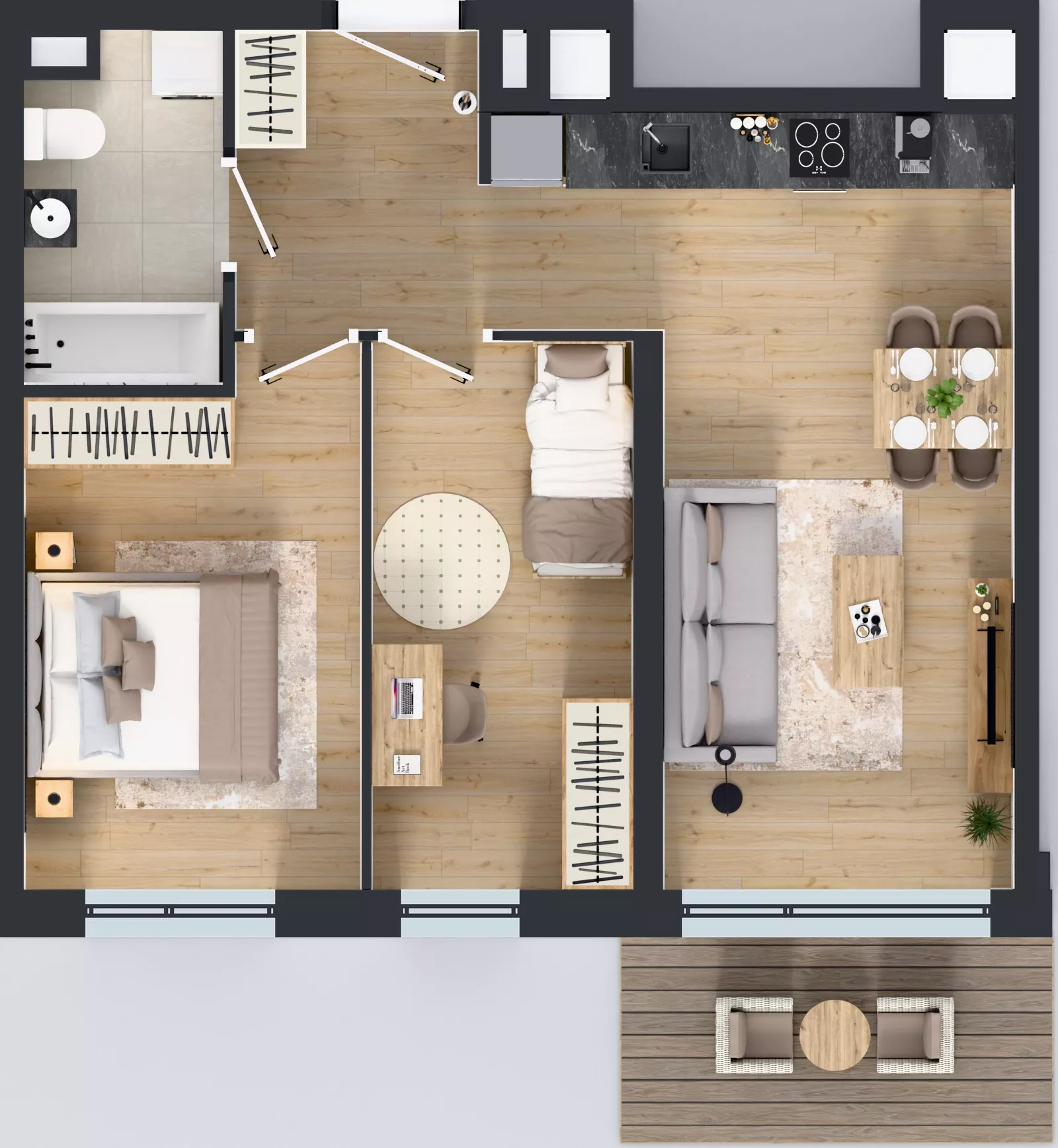 3 pokoje, mieszkanie 54,26 m², piętro 1, oferta nr B9-K5-1-2, Żerniki Na Novo III, Wrocław, Żerniki, ul. Maxa Berga