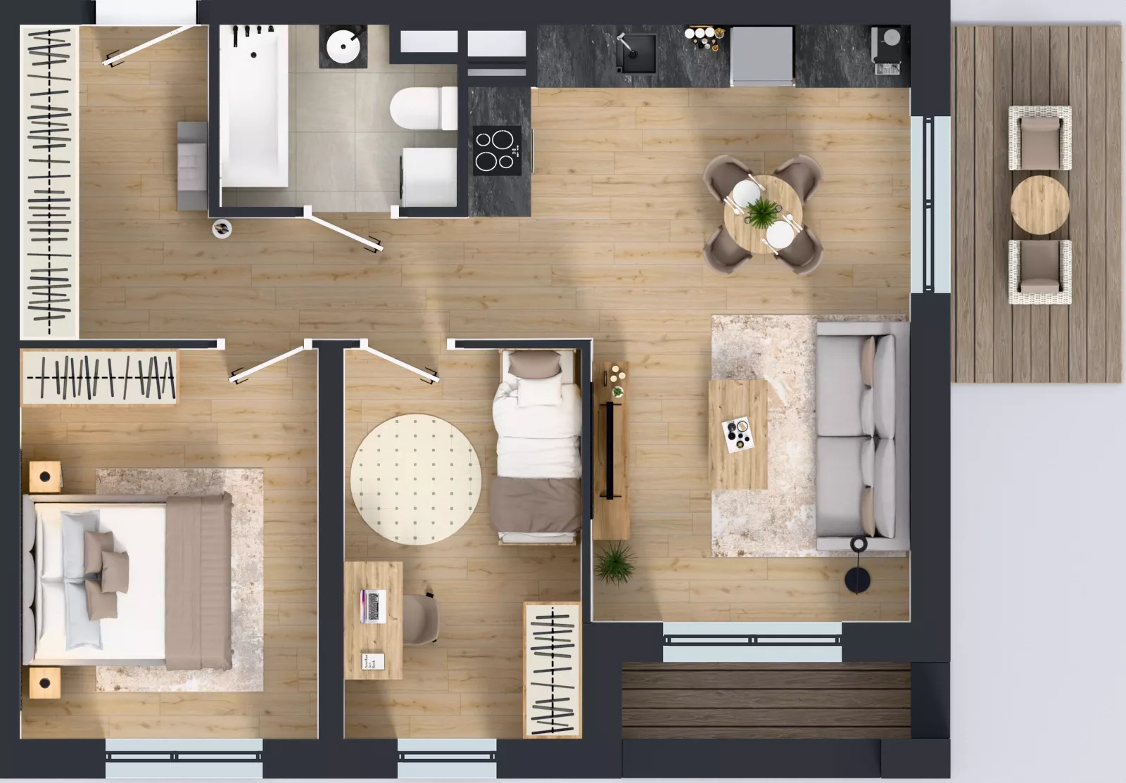 3 pokoje, mieszkanie 57,87 m², piętro 1, oferta nr B9-K5-1-3, Żerniki Na Novo III, Wrocław, Żerniki, ul. Maxa Berga