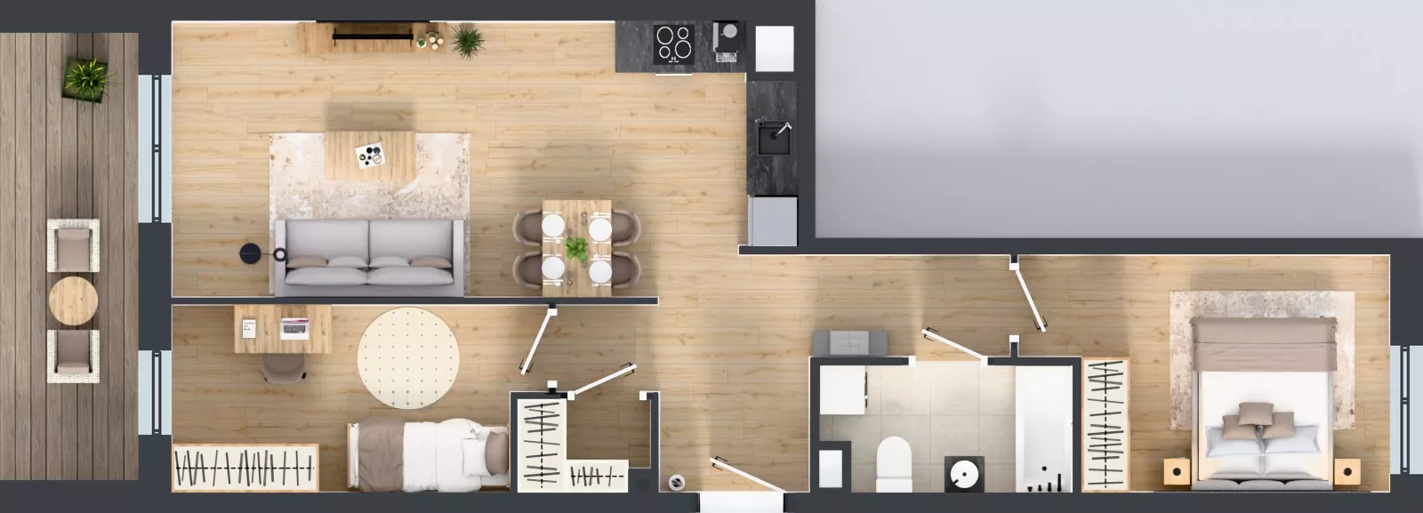 3 pokoje, mieszkanie 62,59 m², piętro 2, oferta nr B9-K1-2-10, Żerniki Na Novo III, Wrocław, Żerniki, ul. Maxa Berga