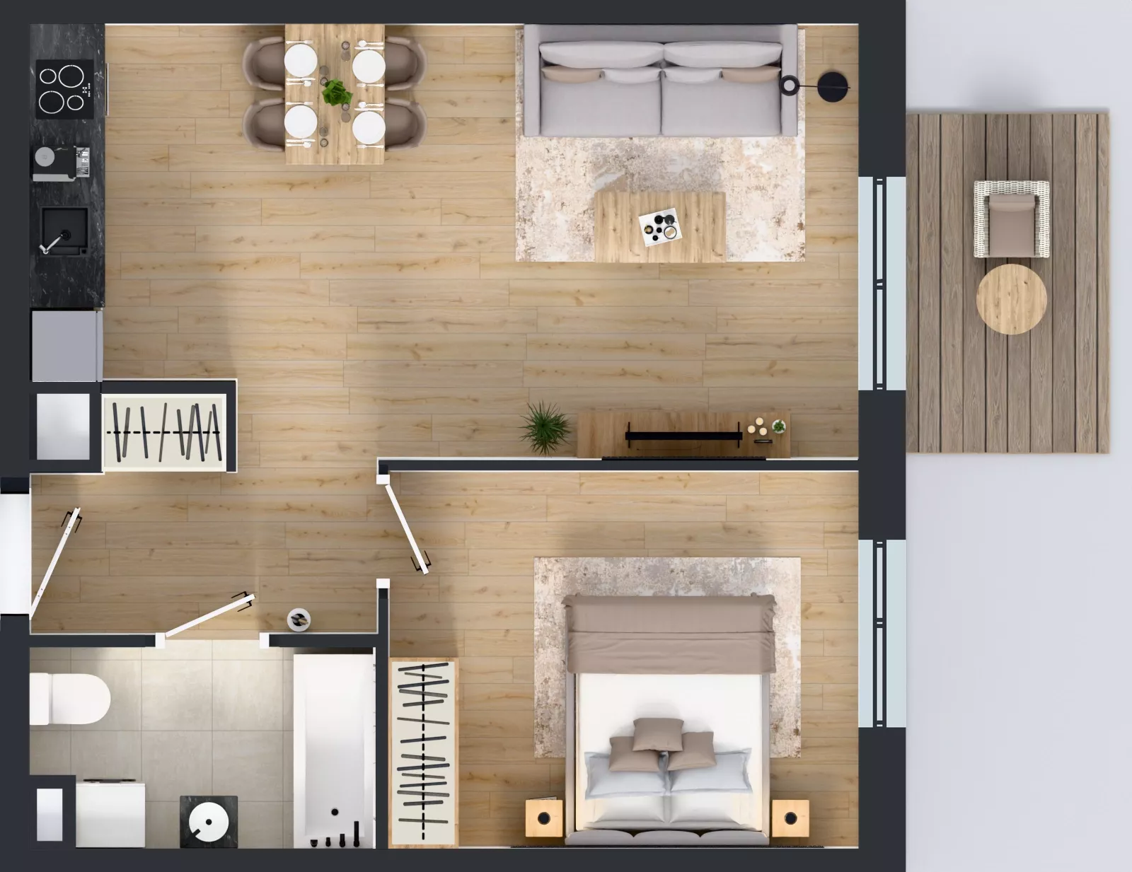2 pokoje, mieszkanie 46,86 m², piętro 2, oferta nr B9-K1-2-7, Żerniki Na Novo III, Wrocław, Żerniki, ul. Maxa Berga