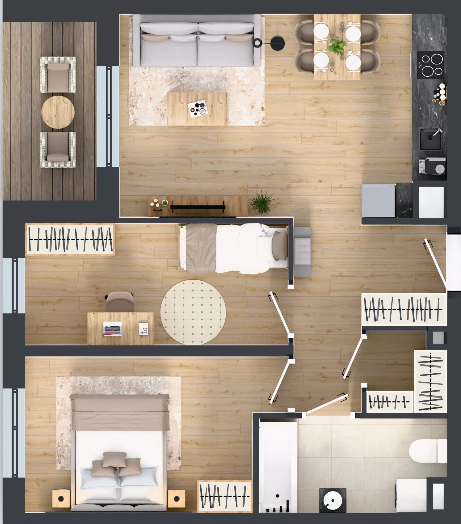 3 pokoje, mieszkanie 58,76 m², piętro 2, oferta nr B9-K2-2-2, Żerniki Na Novo III, Wrocław, Żerniki, ul. Maxa Berga