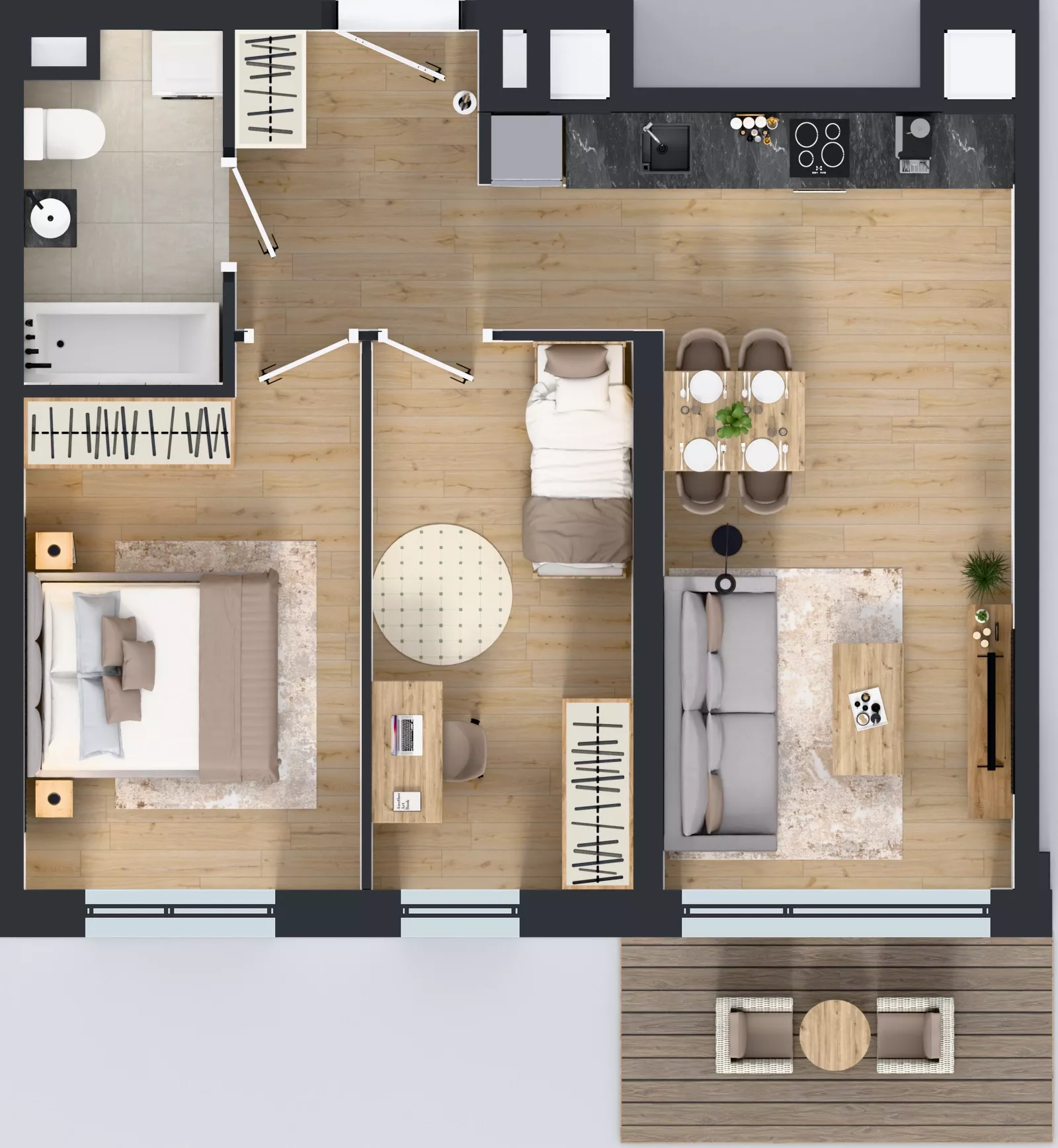 3 pokoje, mieszkanie 54,49 m², piętro 2, oferta nr B9-K5-2-2, Żerniki Na Novo III, Wrocław, Żerniki, ul. Maxa Berga