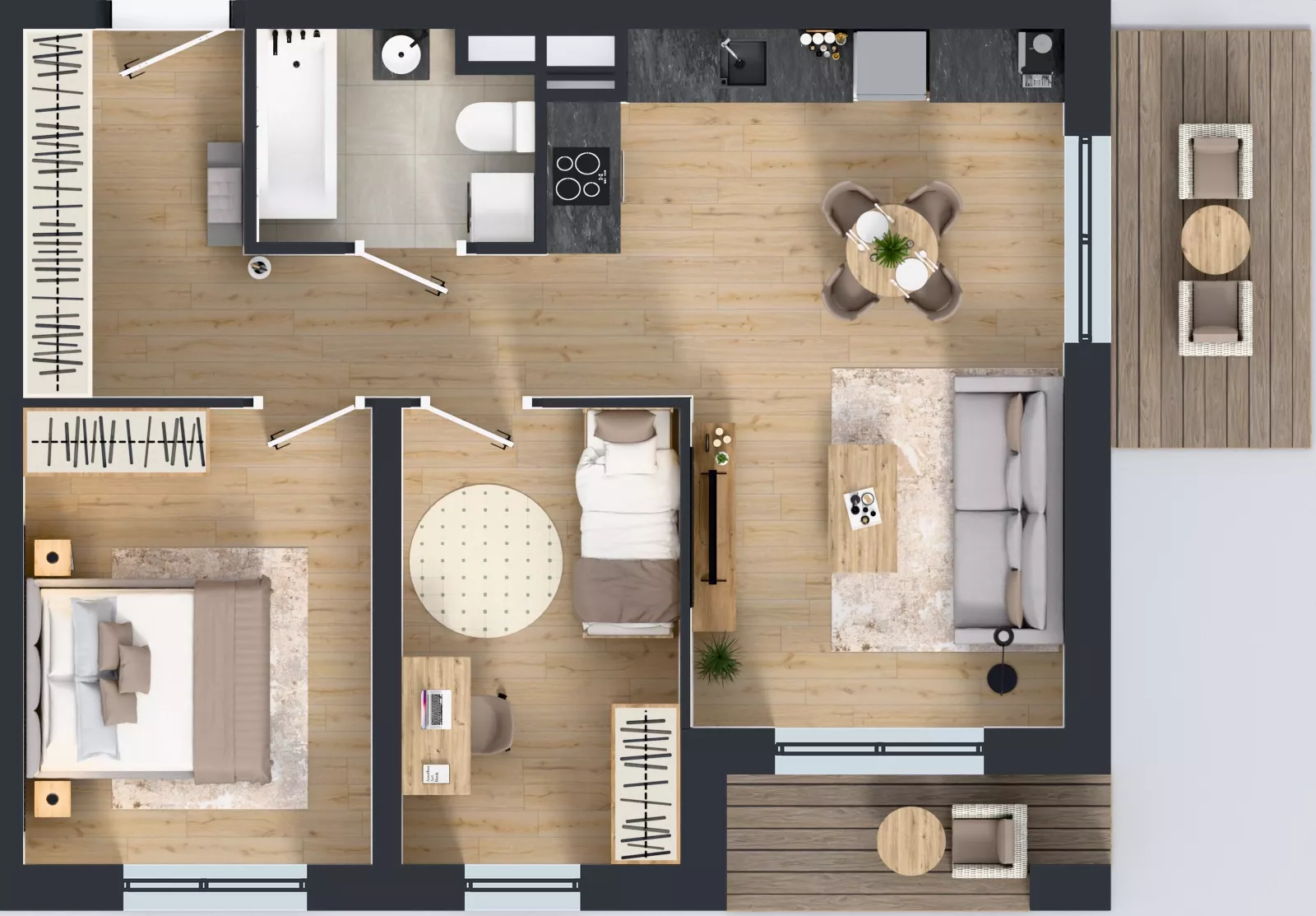3 pokoje, mieszkanie 57,87 m², piętro 2, oferta nr B9-K5-2-3, Żerniki Na Novo III, Wrocław, Żerniki, ul. Maxa Berga