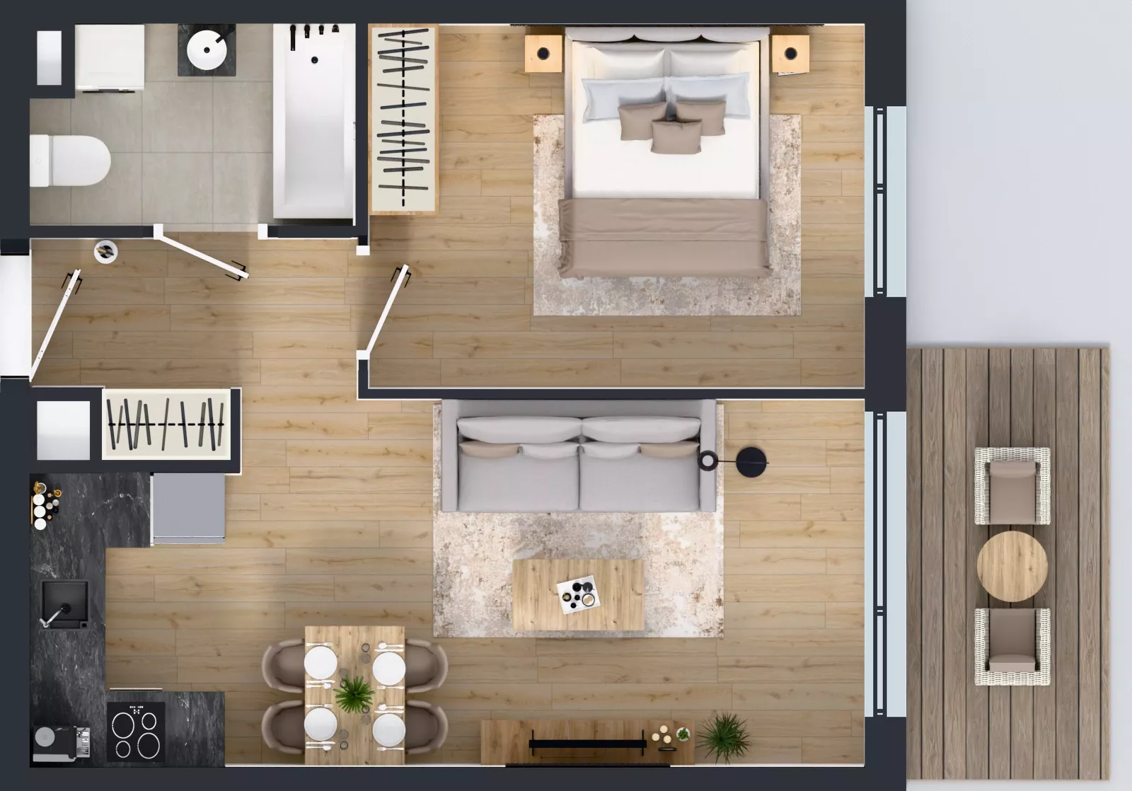 2 pokoje, mieszkanie 42,34 m², piętro 3, oferta nr B9-K1-3-9, Żerniki Na Novo III, Wrocław, Żerniki, ul. Maxa Berga