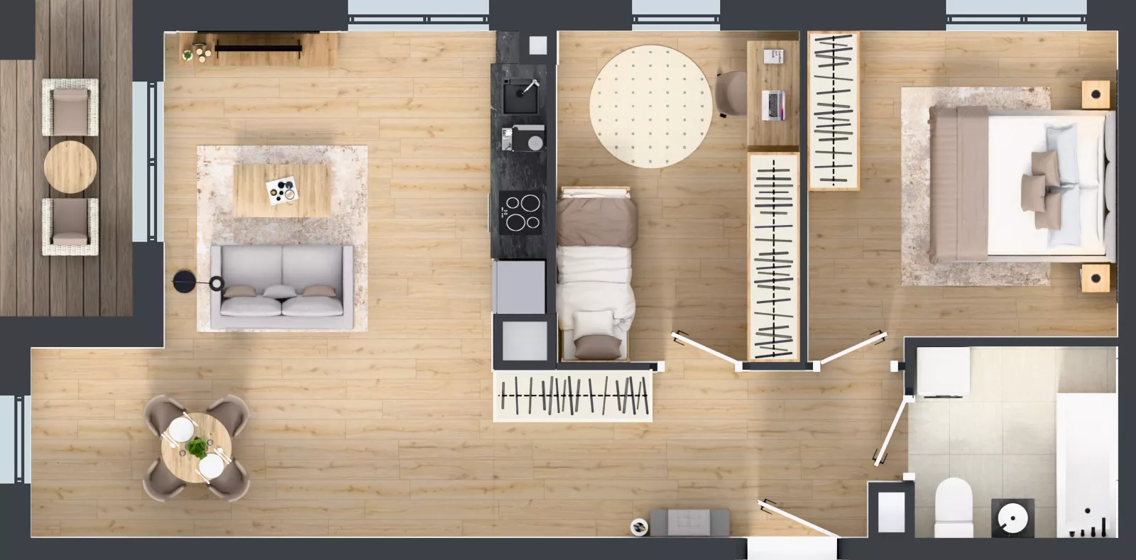 3 pokoje, mieszkanie 63,18 m², piętro 3, oferta nr B9-K2-3-1, Żerniki Na Novo III, Wrocław, Żerniki, ul. Maxa Berga