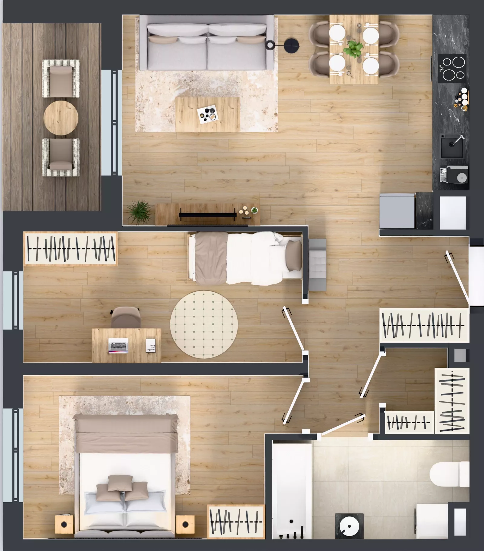 3 pokoje, mieszkanie 59,38 m², piętro 3, oferta nr B9-K2-3-2, Żerniki Na Novo III, Wrocław, Żerniki, ul. Maxa Berga