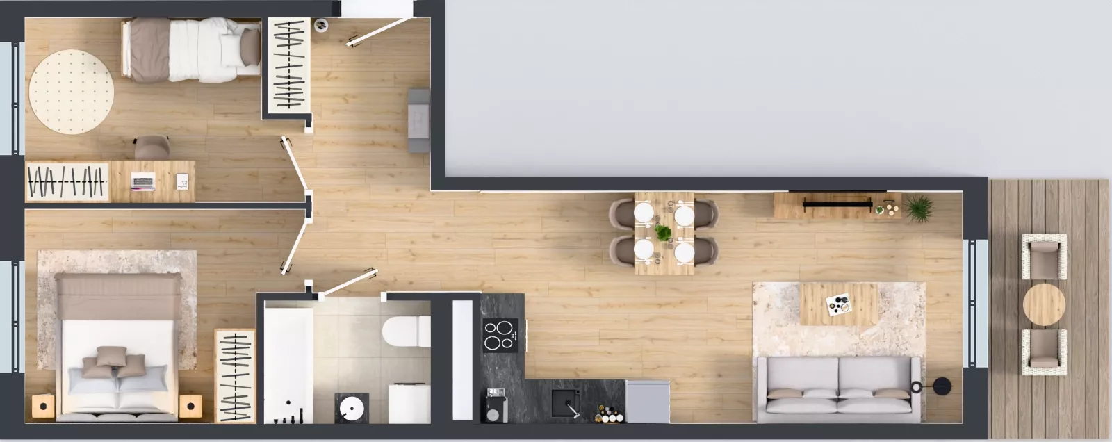 3 pokoje, mieszkanie 55,42 m², piętro 3, oferta nr B9-K5-3-1, Żerniki Na Novo III, Wrocław, Żerniki, ul. Maxa Berga