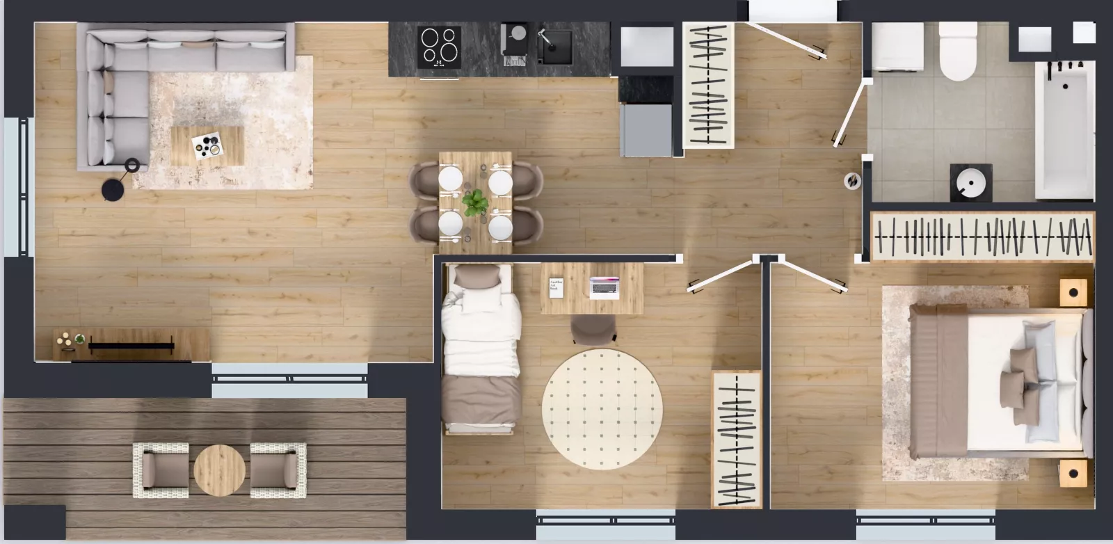 3 pokoje, mieszkanie 58,59 m², piętro 4, oferta nr B9-K1-4-1, Żerniki Na Novo III, Wrocław, Żerniki, ul. Maxa Berga