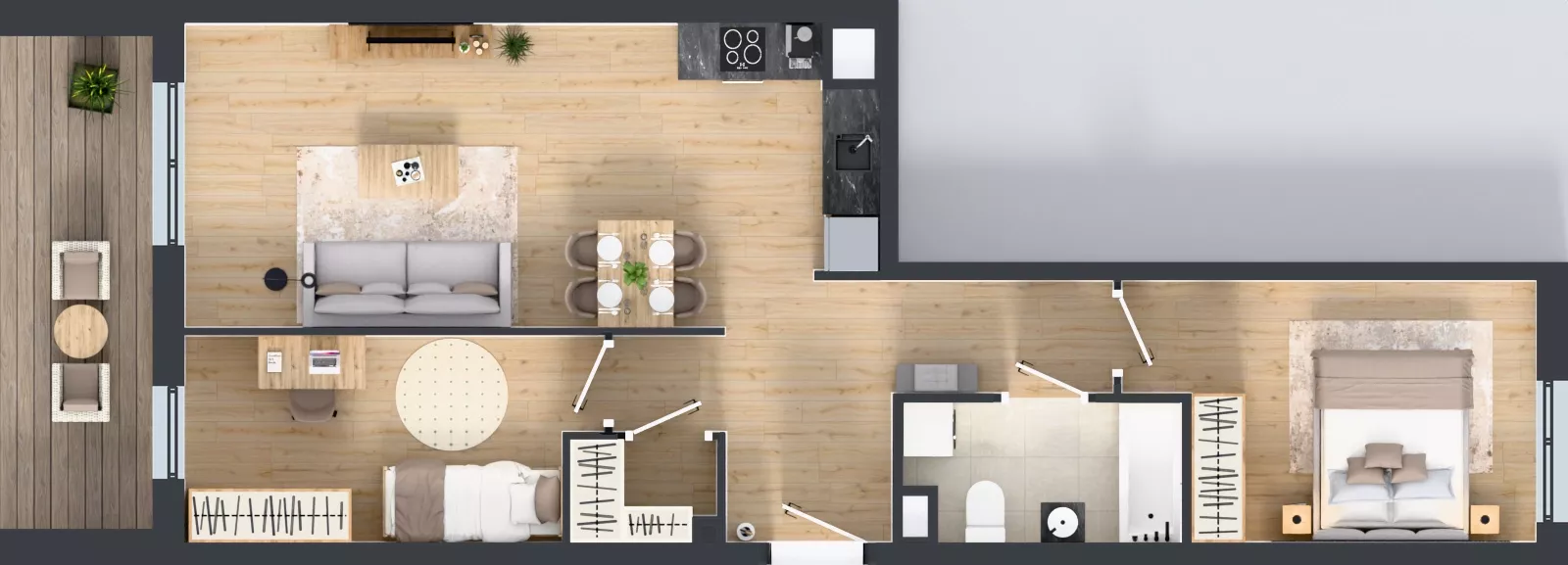 3 pokoje, mieszkanie 63,10 m², piętro 4, oferta nr B9-K1-4-10, Żerniki Na Novo III, Wrocław, Żerniki, ul. Maxa Berga