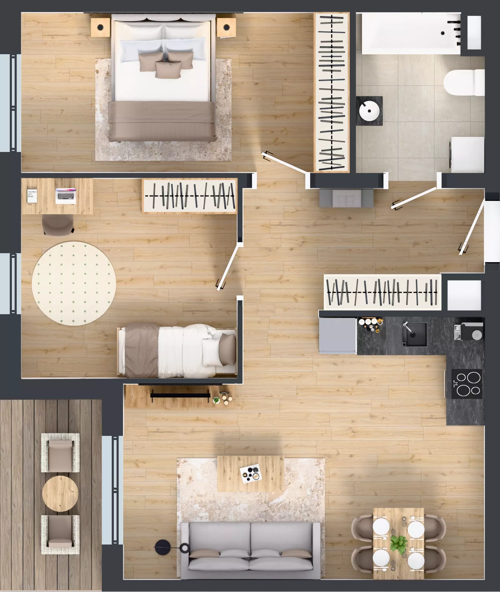 3 pokoje, mieszkanie 63,36 m², piętro 4, oferta nr B9-K1-4-5, Żerniki Na Novo III, Wrocław, Żerniki, ul. Maxa Berga
