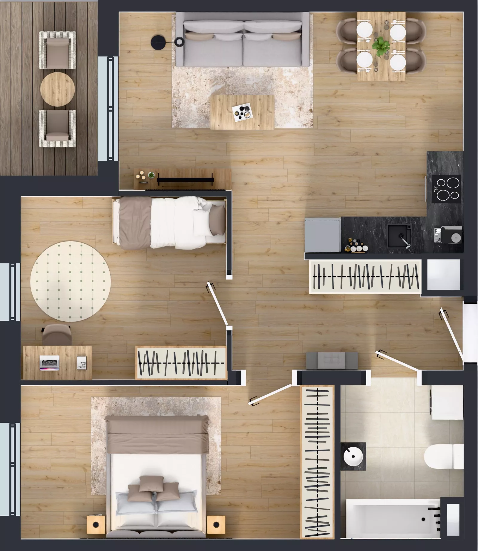 3 pokoje, mieszkanie 61,59 m², piętro 4, oferta nr B9-K1-4-6, Żerniki Na Novo III, Wrocław, Żerniki, ul. Maxa Berga