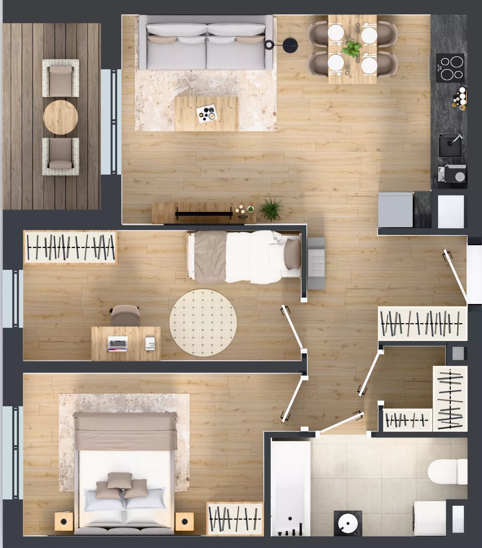3 pokoje, mieszkanie 59,38 m², piętro 4, oferta nr B9-K2-4-2, Żerniki Na Novo III, Wrocław, Żerniki, ul. Maxa Berga