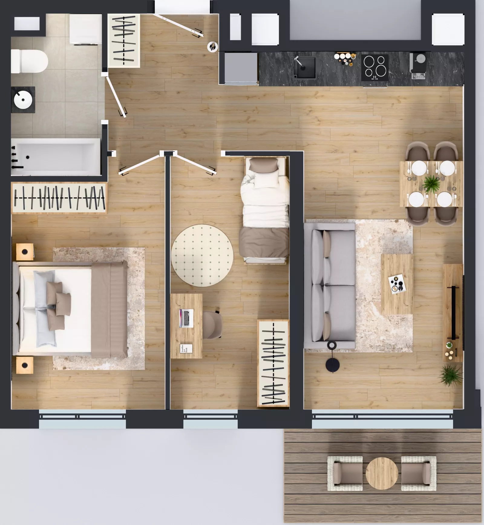 3 pokoje, mieszkanie 54,73 m², piętro 4, oferta nr B9-K5-4-2, Żerniki Na Novo III, Wrocław, Żerniki, ul. Maxa Berga