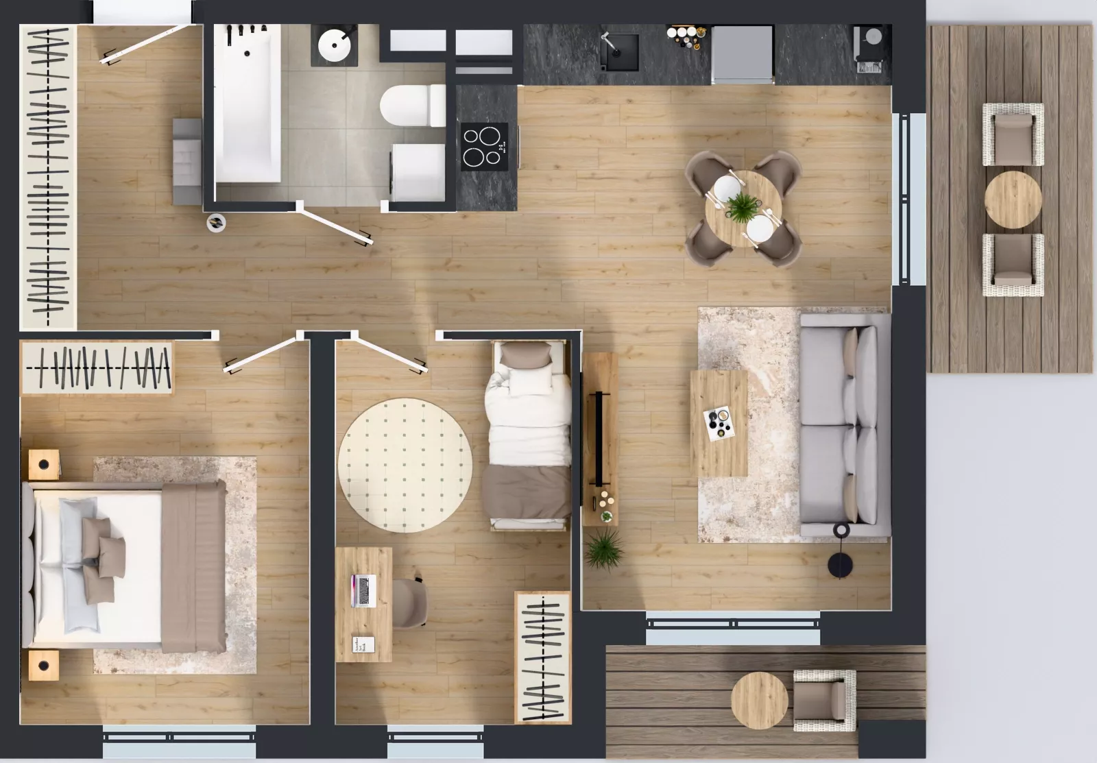 3 pokoje, mieszkanie 58,82 m², piętro 4, oferta nr B9-K5-4-3, Żerniki Na Novo III, Wrocław, Żerniki, ul. Maxa Berga