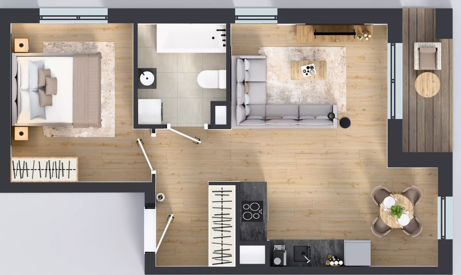 2 pokoje, mieszkanie 45,33 m², piętro 4, oferta nr B9-K5-4-4, Żerniki Na Novo III, Wrocław, Żerniki, ul. Maxa Berga