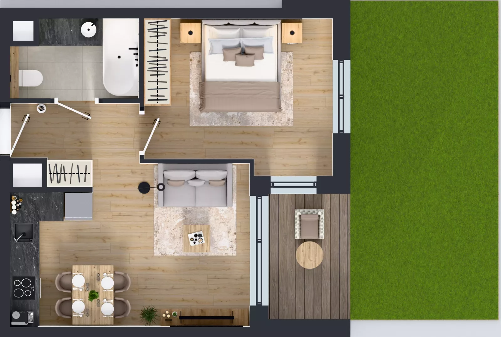 2 pokoje, mieszkanie 39,68 m², parter, oferta nr D.0.4, ATAL Parkowa, Poznań, Nowe Miasto, Osiedle Warszawskie, ul. Mogileńska