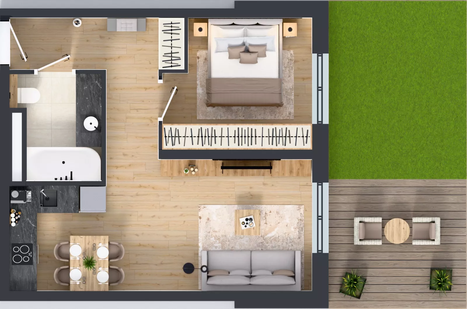 2 pokoje, mieszkanie 42,58 m², parter, oferta nr D.0.5, ATAL Parkowa, Poznań, Nowe Miasto, Osiedle Warszawskie, ul. Mogileńska
