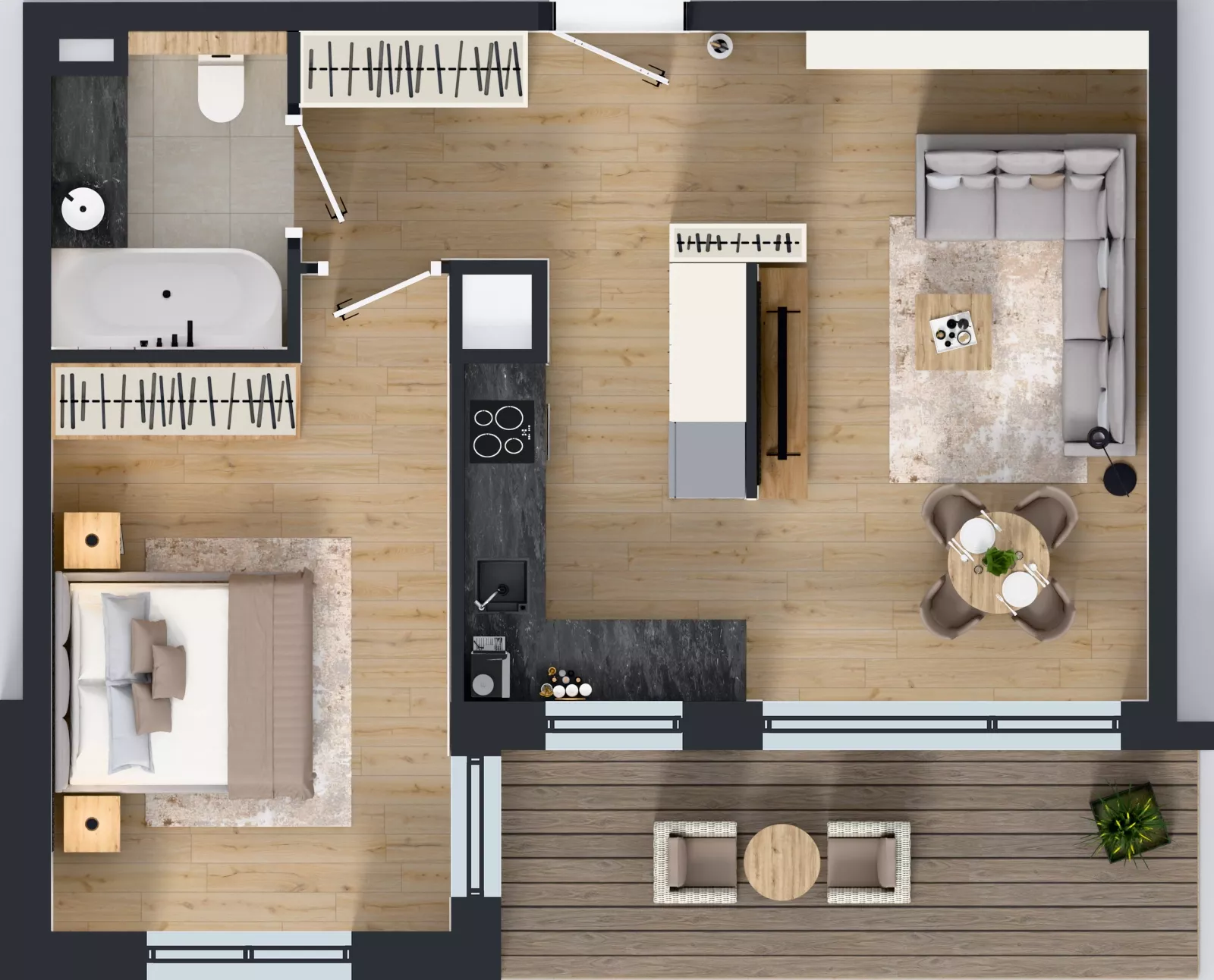 2 pokoje, mieszkanie 48,95 m², piętro 2, oferta nr B.2.2, ATAL Parkowa, Poznań, Nowe Miasto, Osiedle Warszawskie, ul. Mogileńska