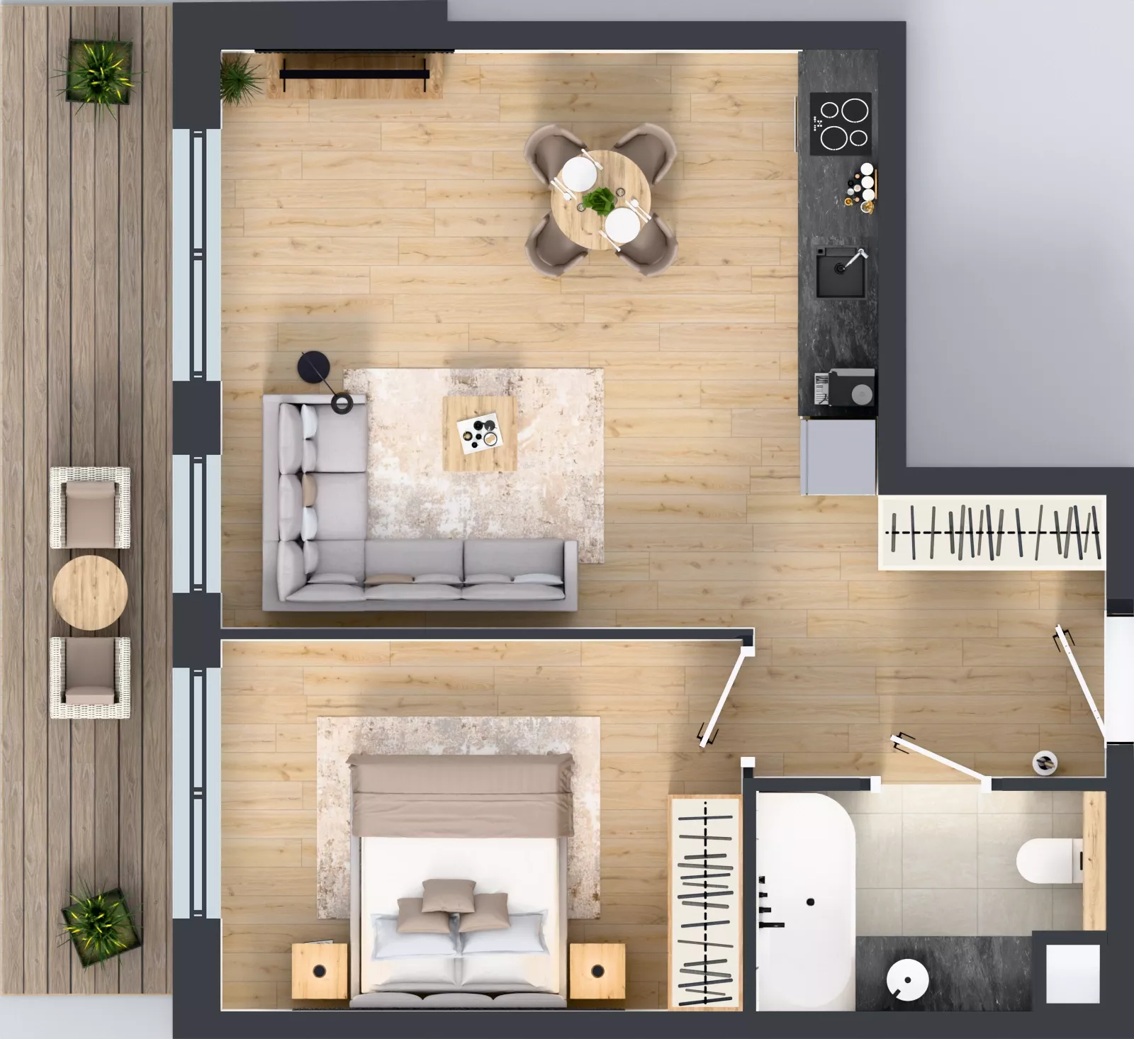 2 pokoje, mieszkanie 46,16 m², piętro 2, oferta nr D.2.1, ATAL Parkowa, Poznań, Nowe Miasto, Osiedle Warszawskie, ul. Mogileńska