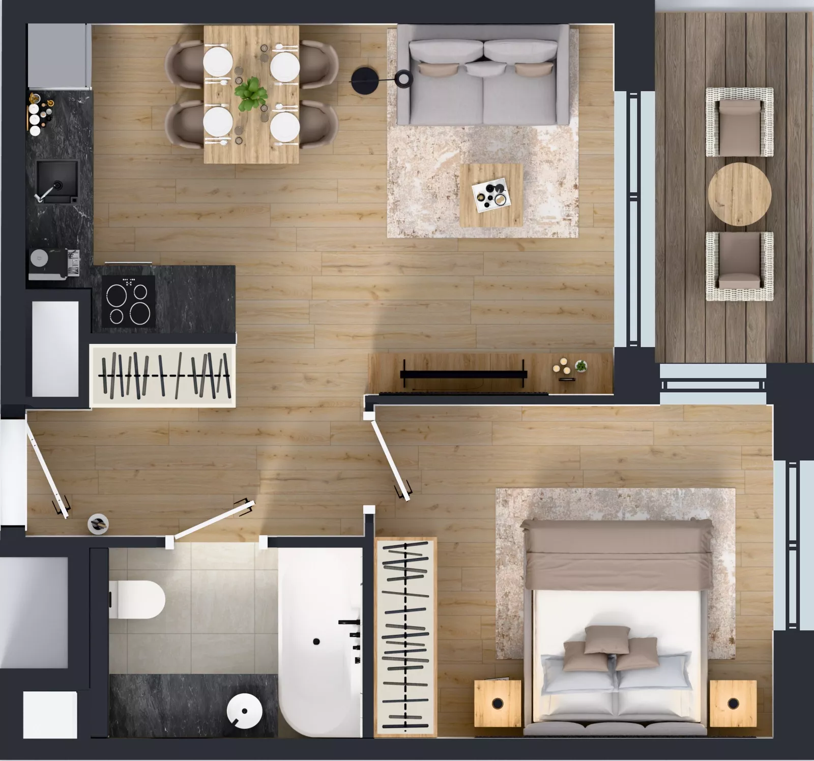 2 pokoje, mieszkanie 39,38 m², piętro 2, oferta nr D.2.3, ATAL Parkowa, Poznań, Nowe Miasto, Osiedle Warszawskie, ul. Mogileńska