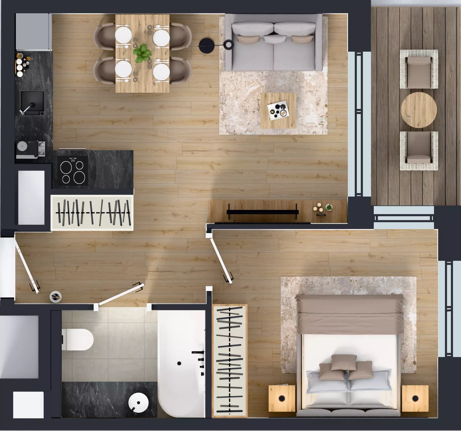 2 pokoje, mieszkanie 39,38 m², piętro 4, oferta nr D.4.3, ATAL Parkowa, Poznań, Nowe Miasto, Osiedle Warszawskie, ul. Mogileńska