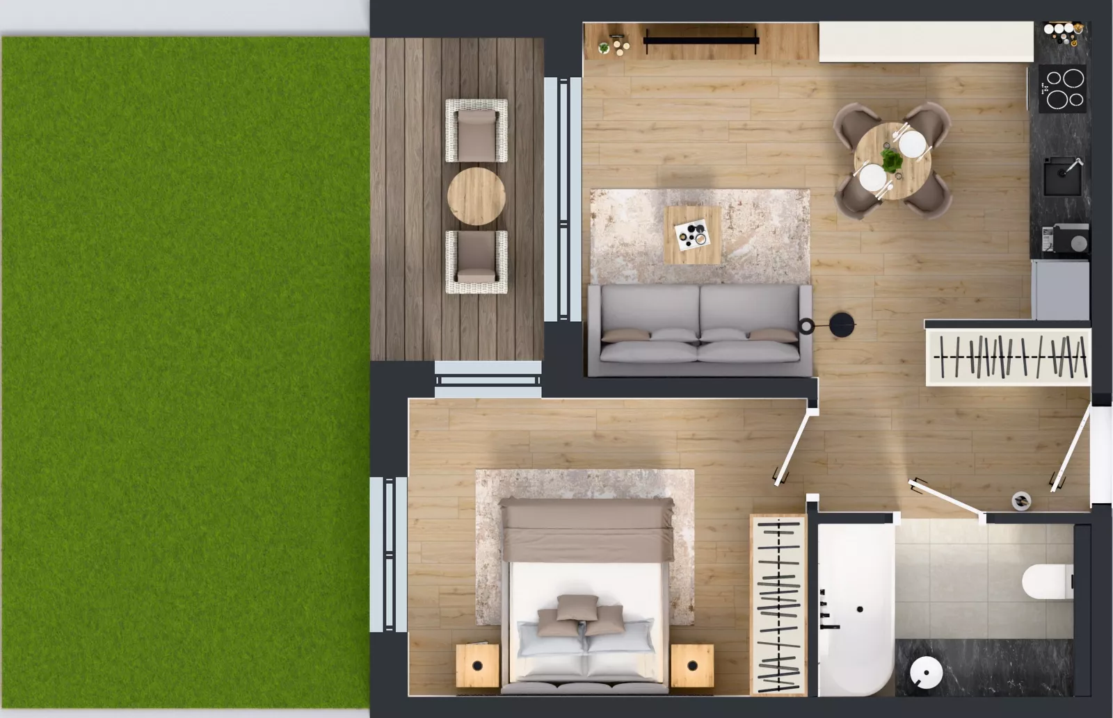 2 pokoje, mieszkanie 40,99 m², parter, oferta nr F.0.1, ATAL Parkowa, Poznań, Nowe Miasto, Osiedle Warszawskie, ul. Mogileńska