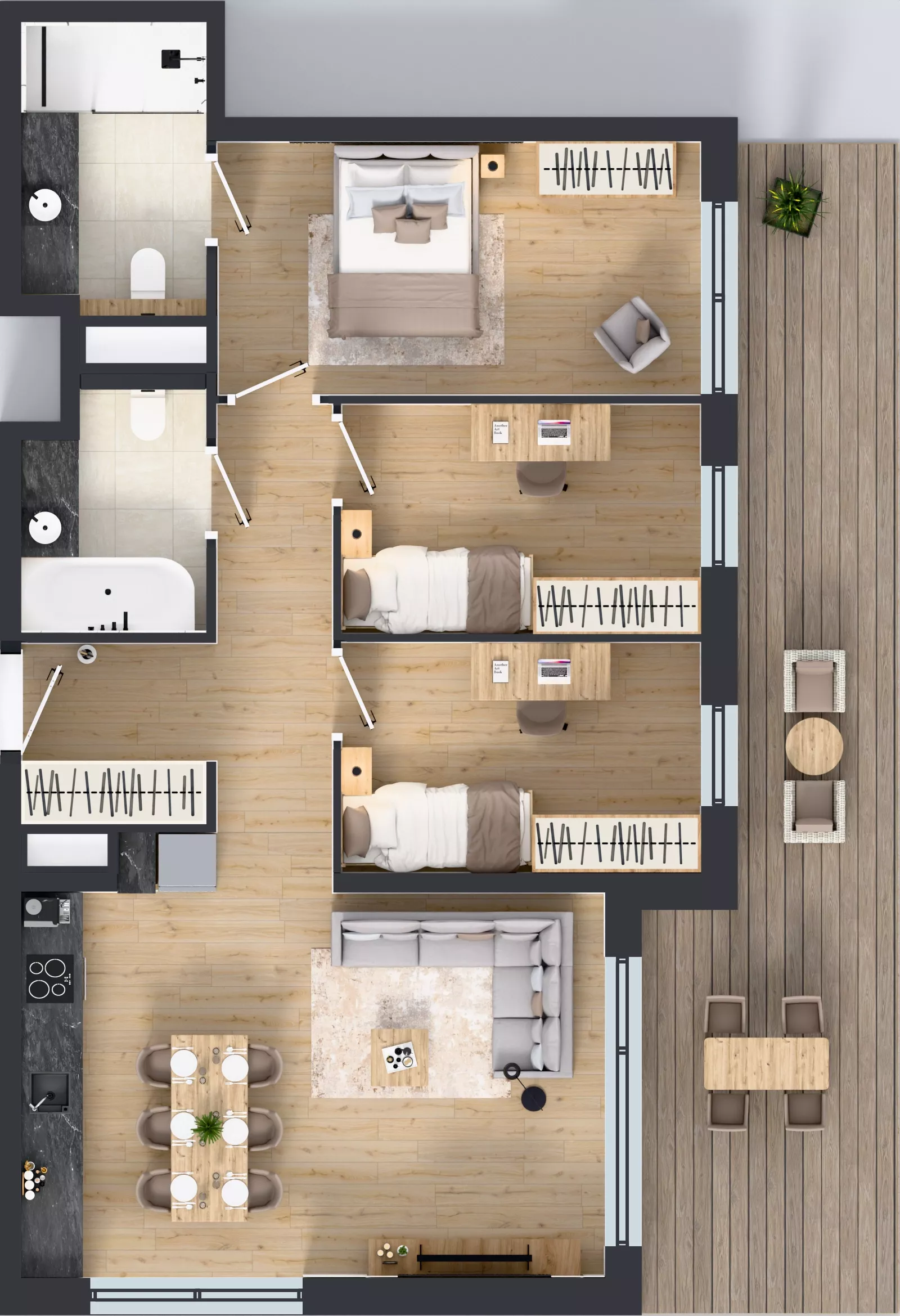 4 pokoje, mieszkanie 76,22 m², piętro 1, oferta nr E.1.1, ATAL Parkowa, Poznań, Nowe Miasto, Osiedle Warszawskie, ul. Mogileńska