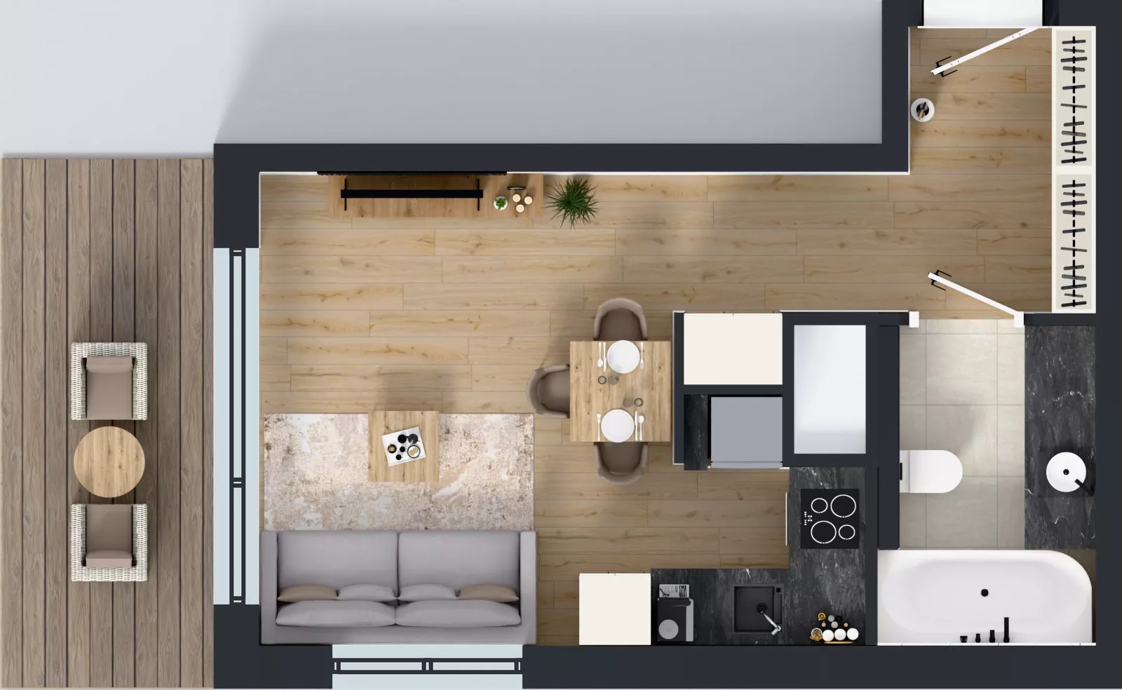 1 pokój, mieszkanie 28,45 m², piętro 1, oferta nr E.1.2, ATAL Parkowa, Poznań, Nowe Miasto, Osiedle Warszawskie, ul. Mogileńska