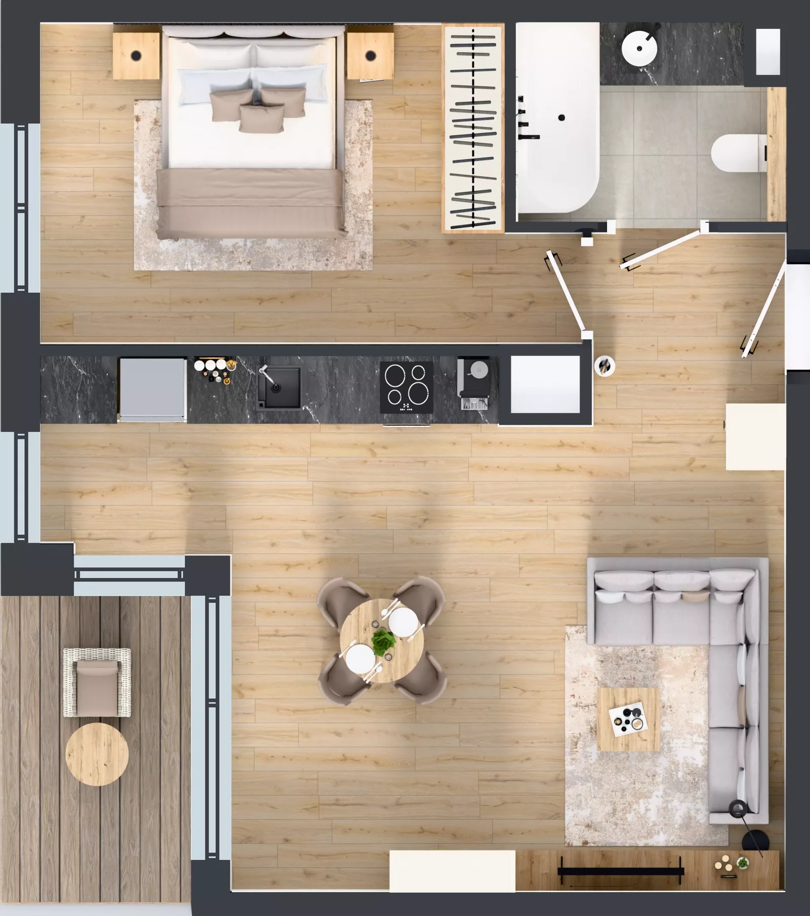 2 pokoje, mieszkanie 50,41 m², piętro 1, oferta nr E.1.3, ATAL Parkowa, Poznań, Nowe Miasto, Osiedle Warszawskie, ul. Mogileńska