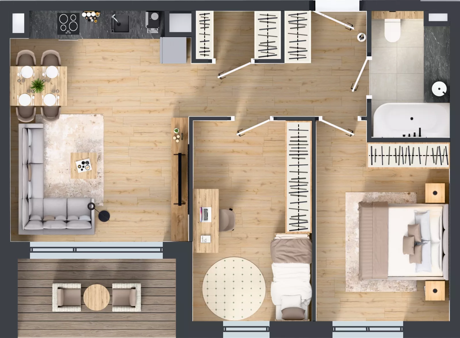 3 pokoje, mieszkanie 60,27 m², piętro 1, oferta nr H.1.2, ATAL Parkowa, Poznań, Nowe Miasto, Osiedle Warszawskie, ul. Mogileńska