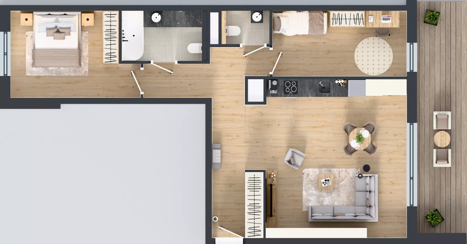 3 pokoje, mieszkanie 77,22 m², piętro 2, oferta nr F.2.3, ATAL Parkowa, Poznań, Nowe Miasto, Osiedle Warszawskie, ul. Mogileńska