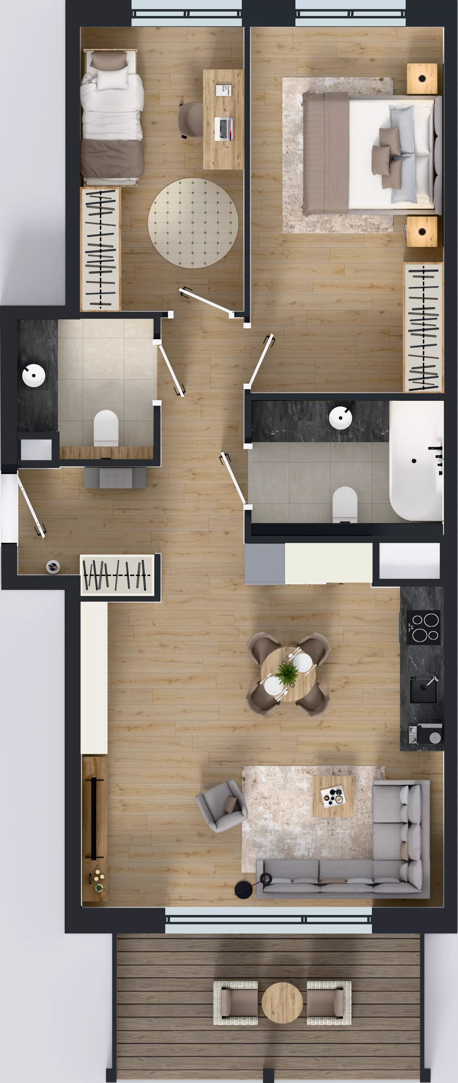 3 pokoje, mieszkanie 67,89 m², piętro 2, oferta nr H.2.1, ATAL Parkowa, Poznań, Nowe Miasto, Osiedle Warszawskie, ul. Mogileńska