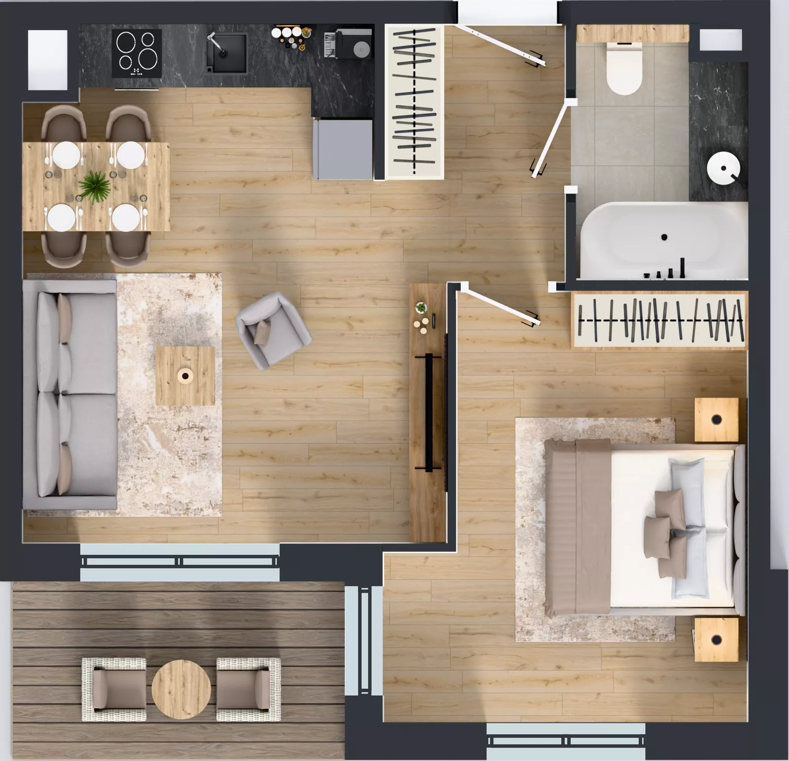 2 pokoje, mieszkanie 43,47 m², piętro 4, oferta nr I.4.4, ATAL Parkowa, Poznań, Nowe Miasto, Osiedle Warszawskie, ul. Mogileńska