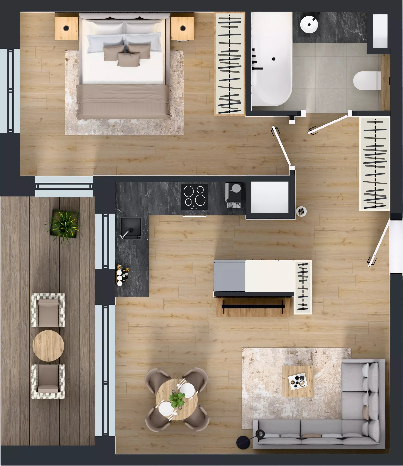 2 pokoje, mieszkanie 47,86 m², piętro 5, oferta nr E.5.4, ATAL Parkowa, Poznań, Nowe Miasto, Osiedle Warszawskie, ul. Mogileńska