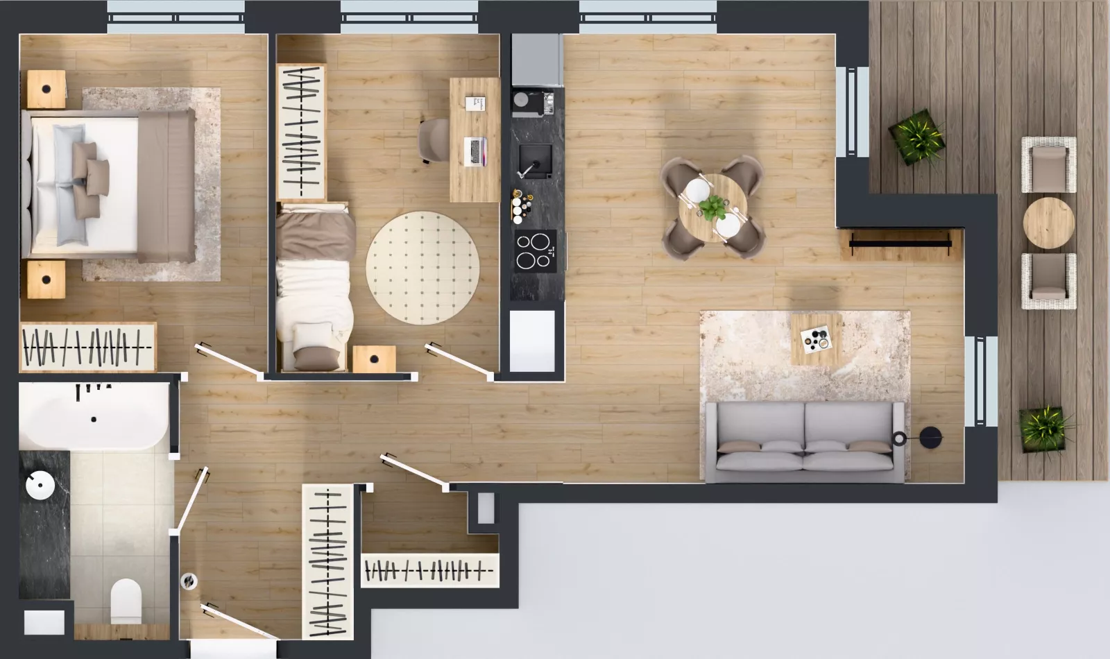 3 pokoje, mieszkanie 60,53 m², piętro 7, oferta nr I.7.1, ATAL Parkowa, Poznań, Nowe Miasto, Osiedle Warszawskie, ul. Mogileńska