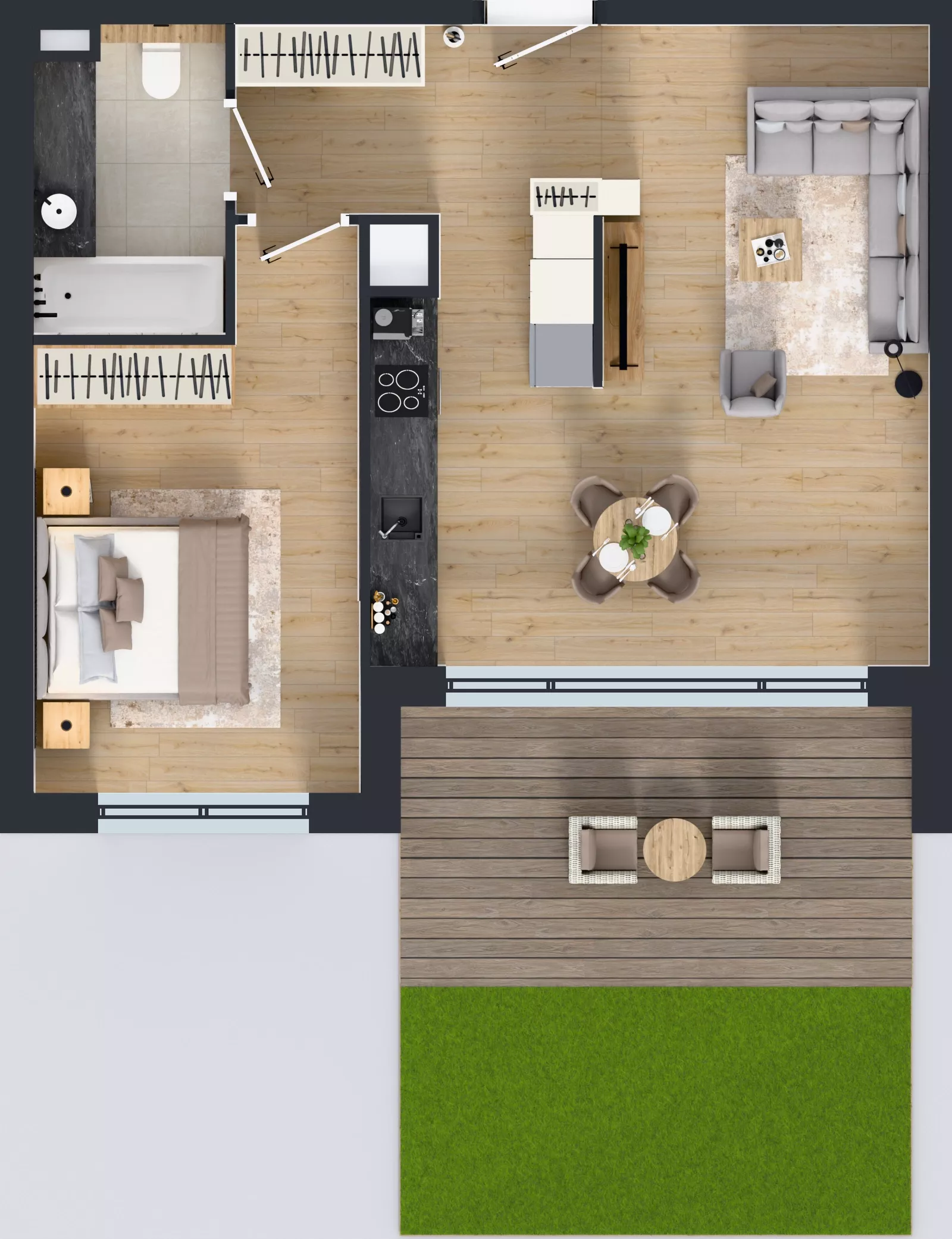 2 pokoje, mieszkanie 53,59 m², parter, oferta nr J.0.1, ATAL Parkowa, Poznań, Nowe Miasto, Osiedle Warszawskie, ul. Mogileńska