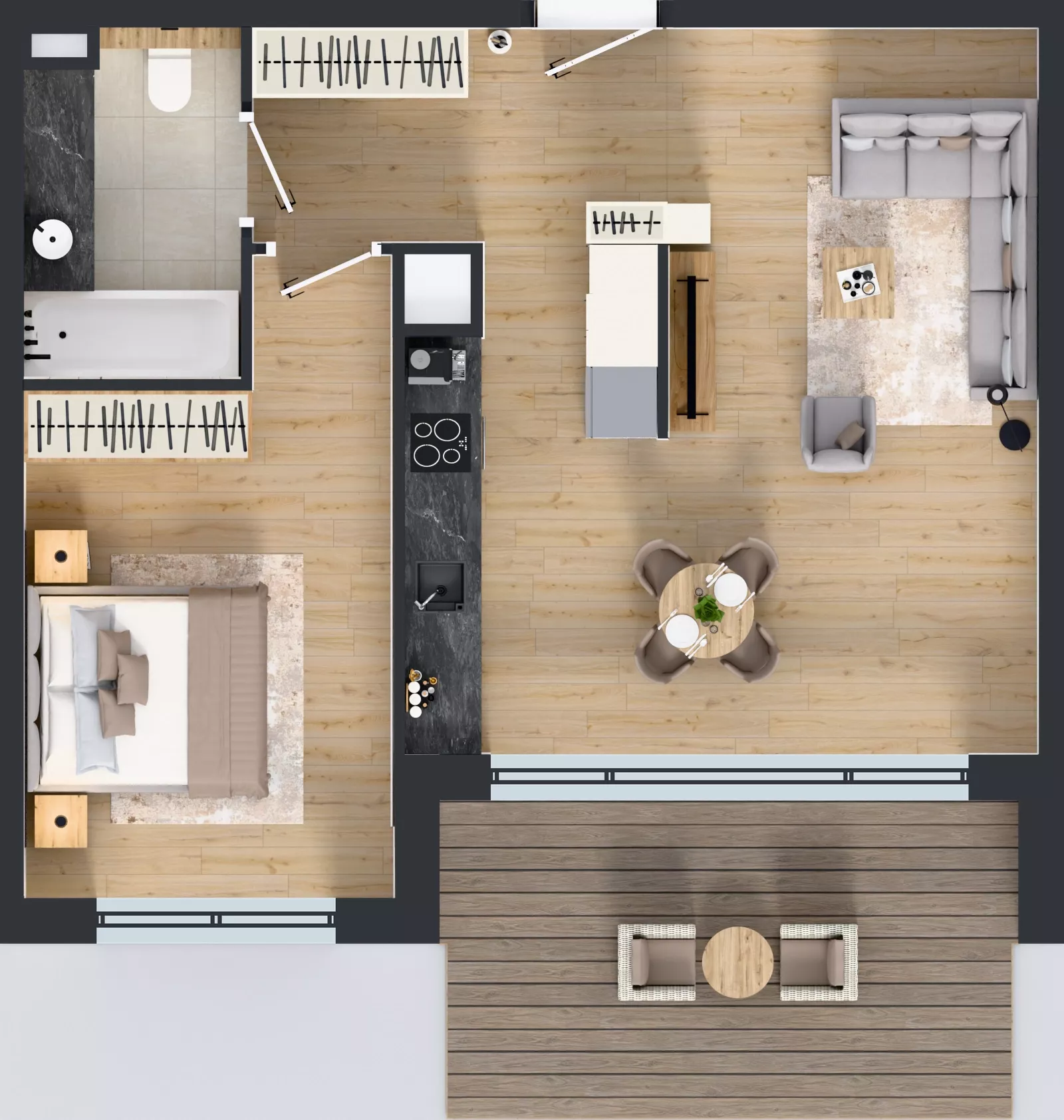 2 pokoje, mieszkanie 53,59 m², piętro 1, oferta nr J.1.2, ATAL Parkowa, Poznań, Nowe Miasto, Osiedle Warszawskie, ul. Mogileńska