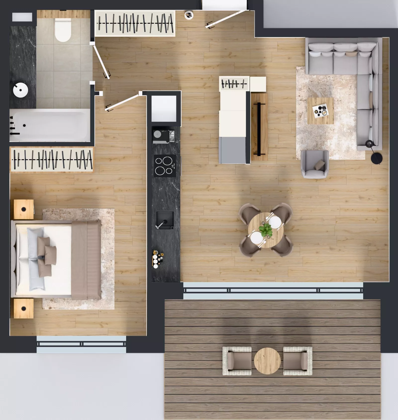 2 pokoje, mieszkanie 51,79 m², piętro 1, oferta nr J.1.4, ATAL Parkowa, Poznań, Nowe Miasto, Osiedle Warszawskie, ul. Mogileńska