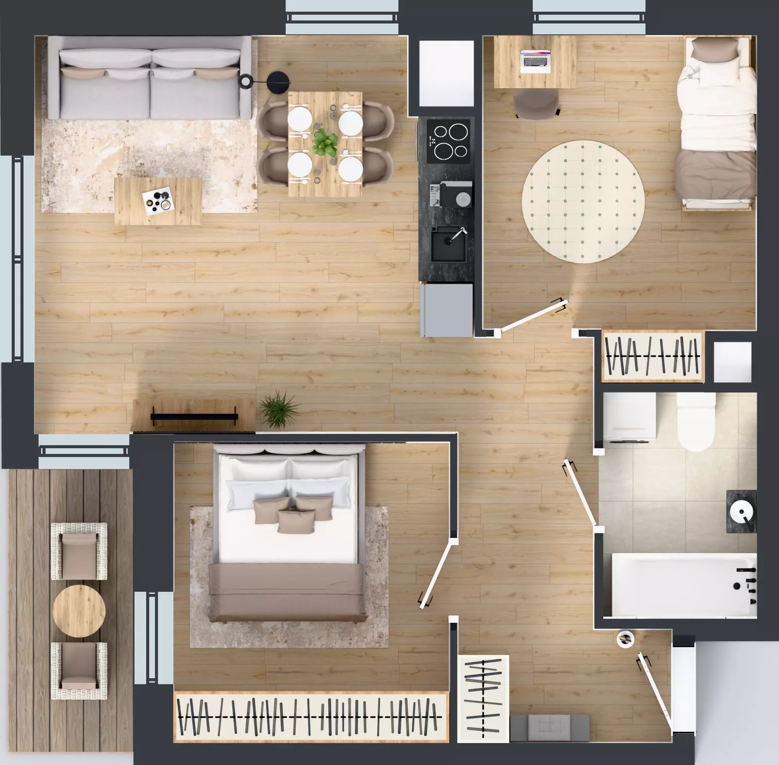 3 pokoje, mieszkanie 55,87 m², piętro 10, oferta nr 2.A77, Niebieski Bursztyn II, Reda, ul. Bosmańska