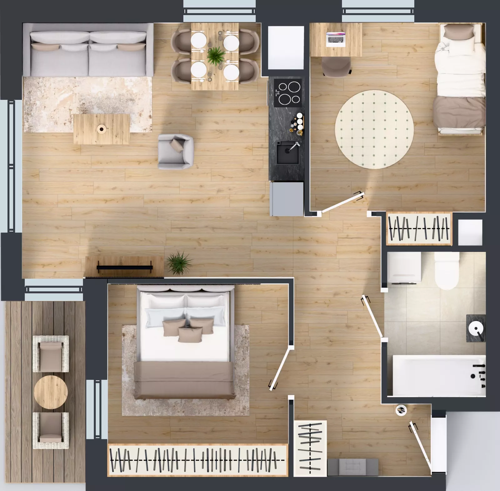 3 pokoje, mieszkanie 56,07 m², piętro 13, oferta nr 2.A104, Niebieski Bursztyn II, Reda, ul. Bosmańska