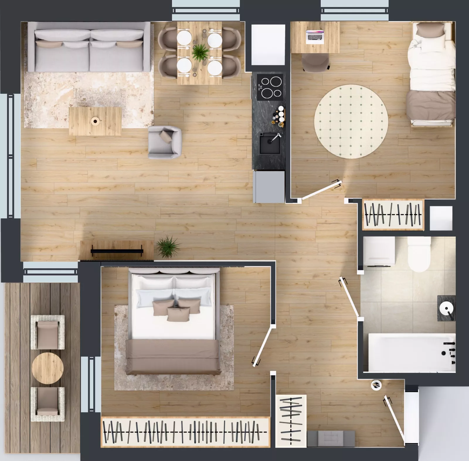 3 pokoje, mieszkanie 56,07 m², piętro 14, oferta nr 2.A112, Niebieski Bursztyn II, Reda, ul. Bosmańska